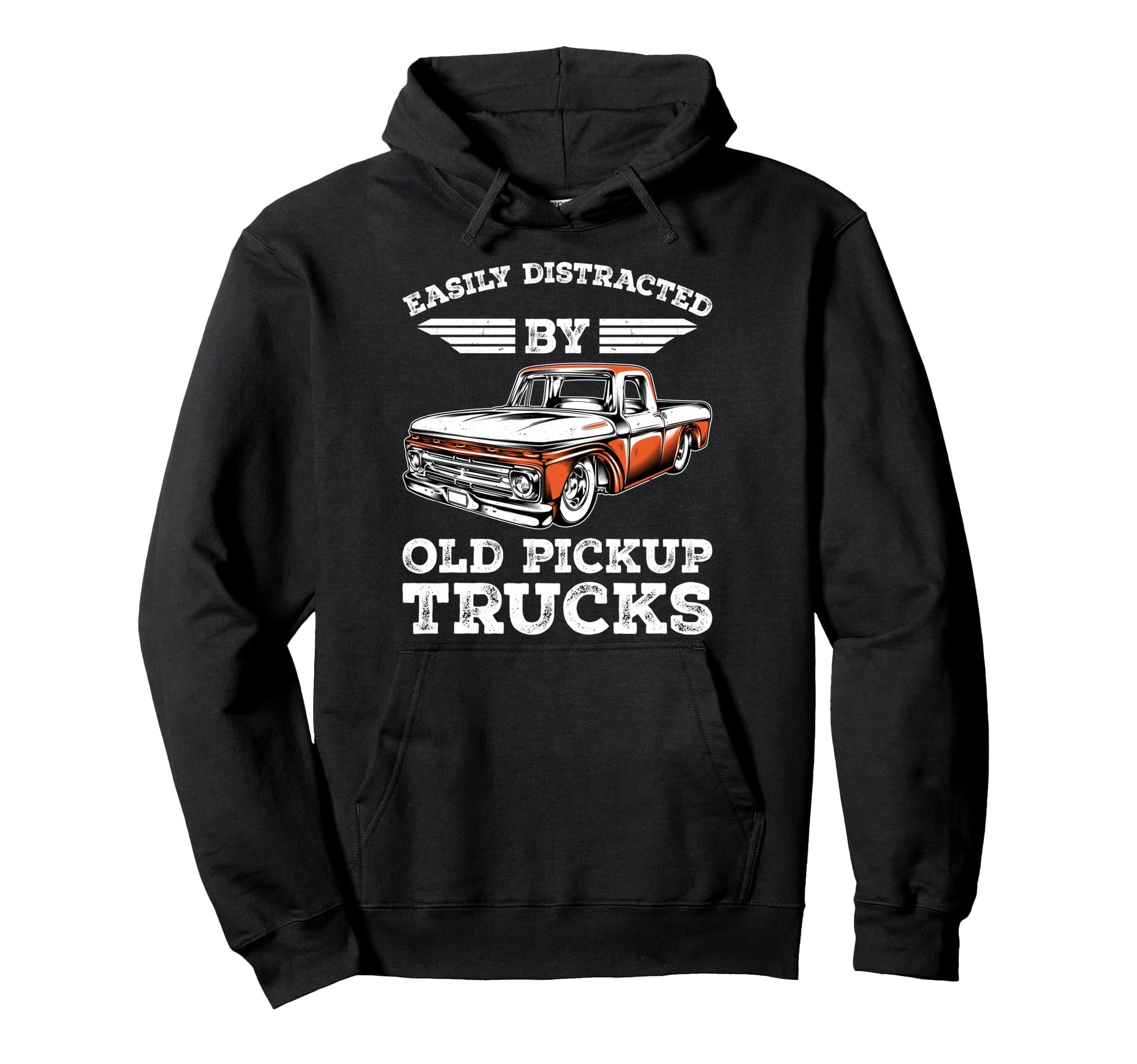 Easily Distracted Old Pickup Trucks Hoodie - Minimalist Print for Adults - T-Shirt, Sweatshirt, Hoodie