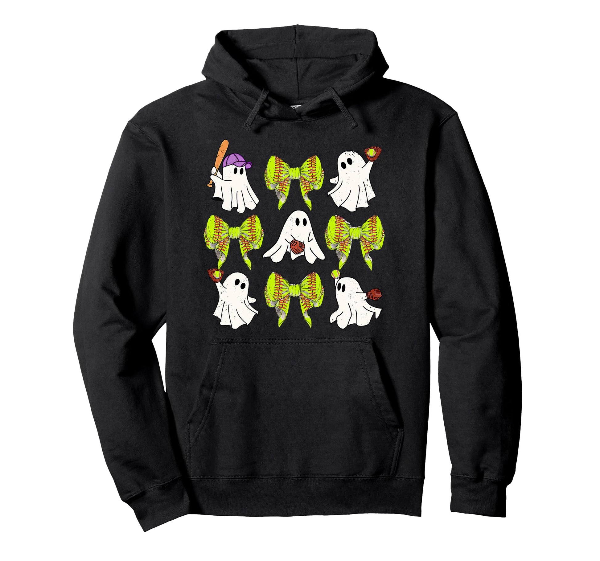 Halloween Softball Ghosts Softball Hoodie - Novelty Apparel for Adults - T-Shirt, Sweatshirt, Hoodie