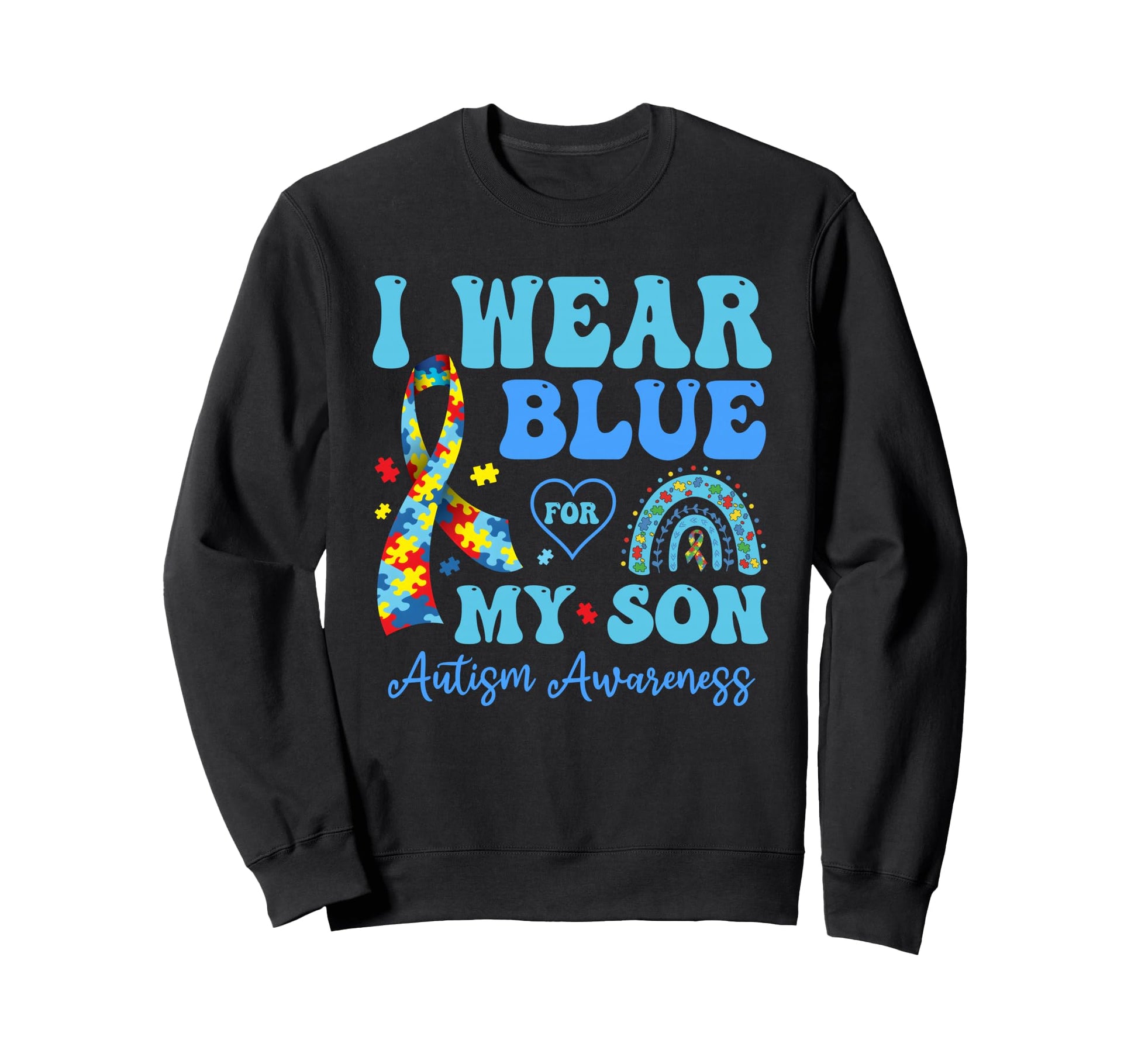 I Wear Blue My Son Autism Sweatshirt - Minimalist Print for Adults - T-Shirt, Sweatshirt, Hoodie