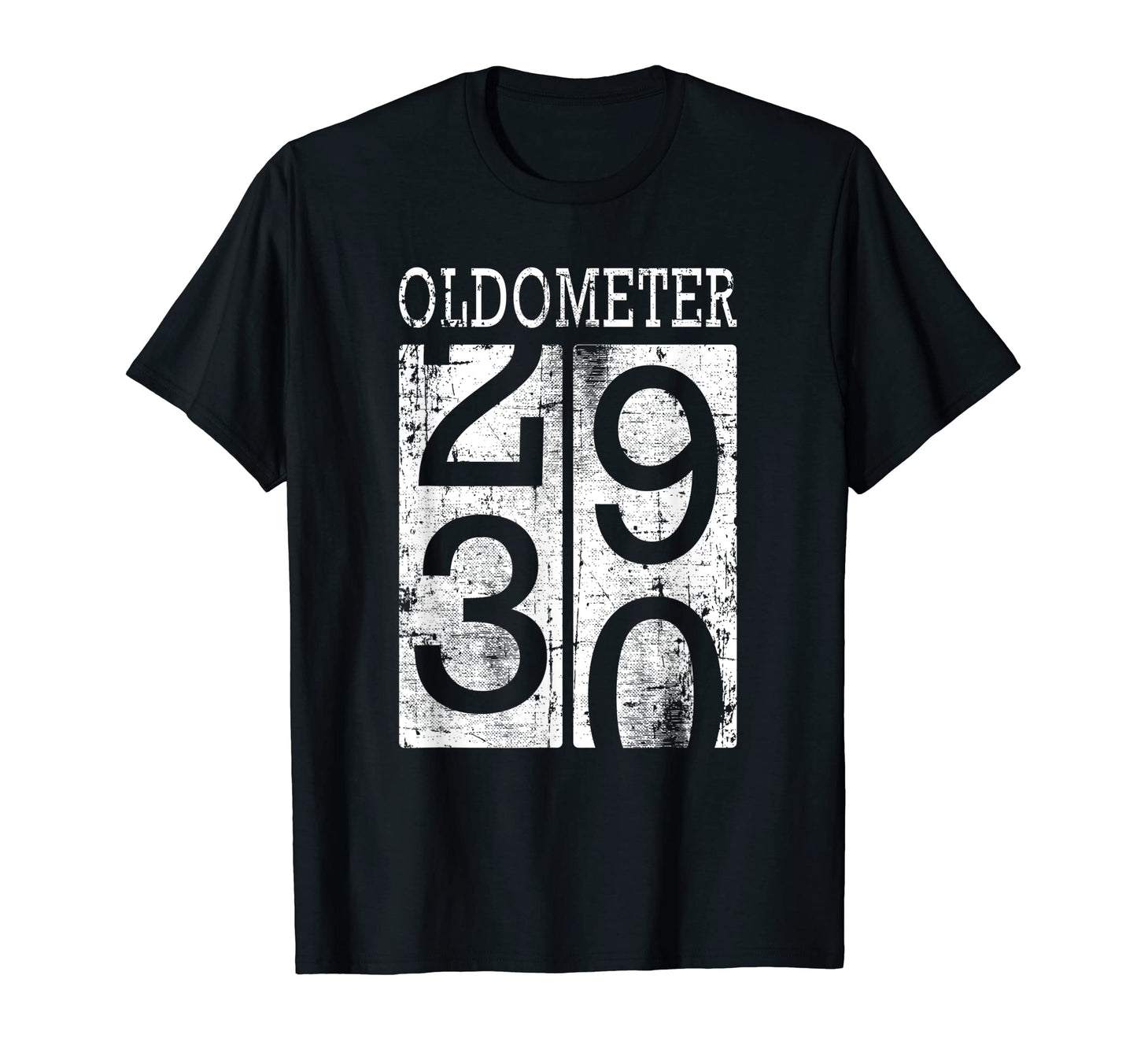 Oldometer Funny 30Th Birthday Distressed T-Shirt - Minimalist Print Unisex - T-Shirt, Sweatshirt, Hoodie