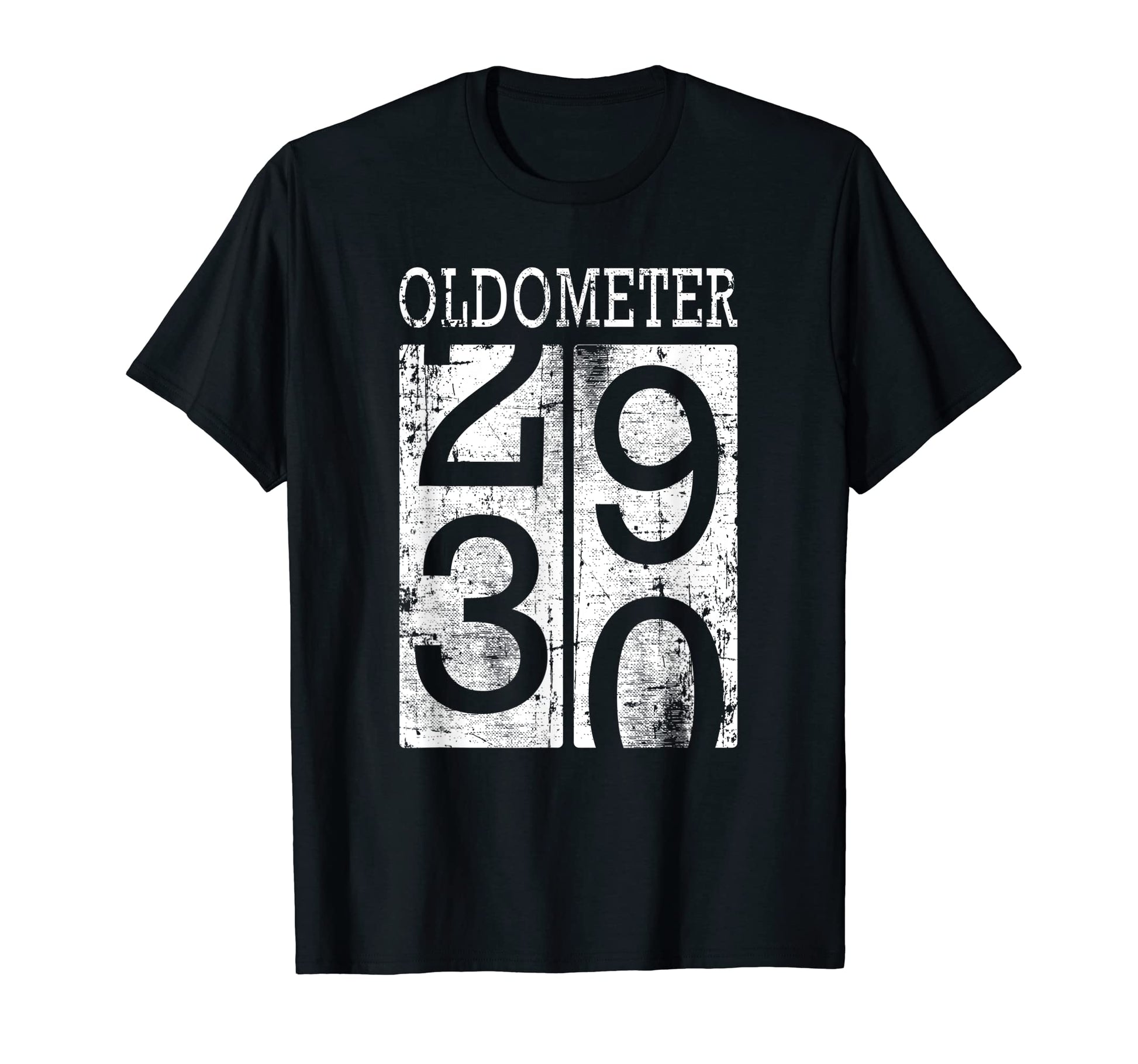 Oldometer Funny 30Th Birthday Distressed T-Shirt - Minimalist Print Unisex - T-Shirt, Sweatshirt, Hoodie