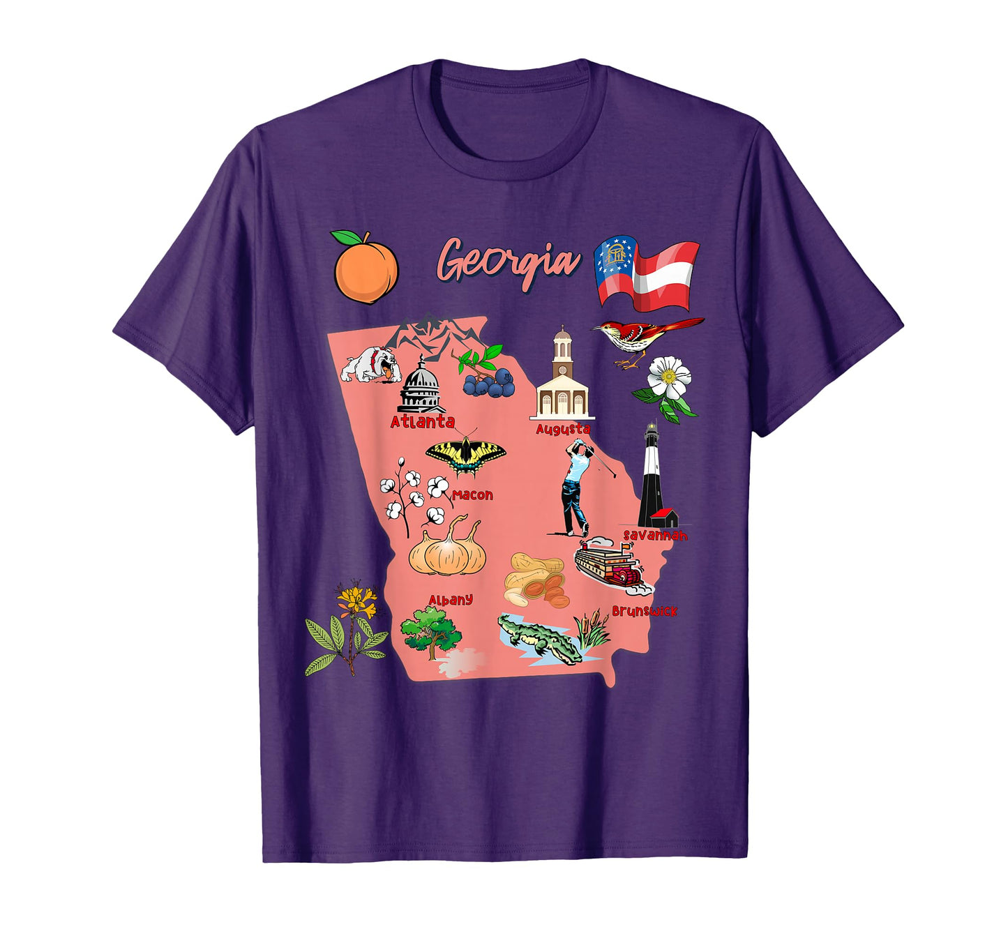 Georgia Tourist Map Landmarks And Famous T-Shirt - Streetwear Style Unisex - T-Shirt, Sweatshirt, Hoodie