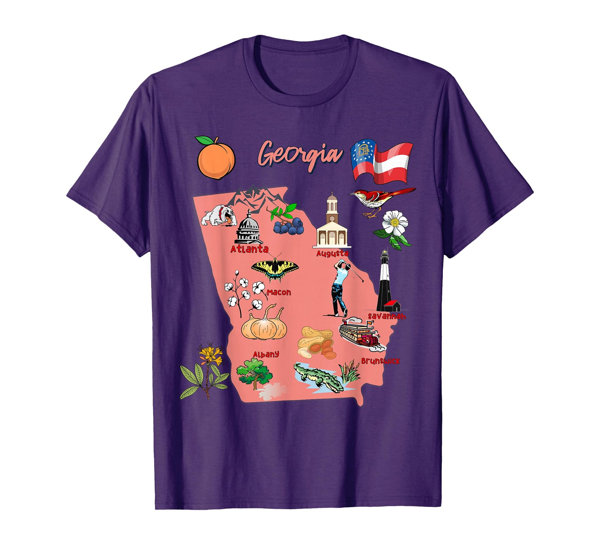 Georgia Tourist Map Landmarks And Famous T-Shirt - Streetwear Style Unisex - T-Shirt, Sweatshirt, Hoodie