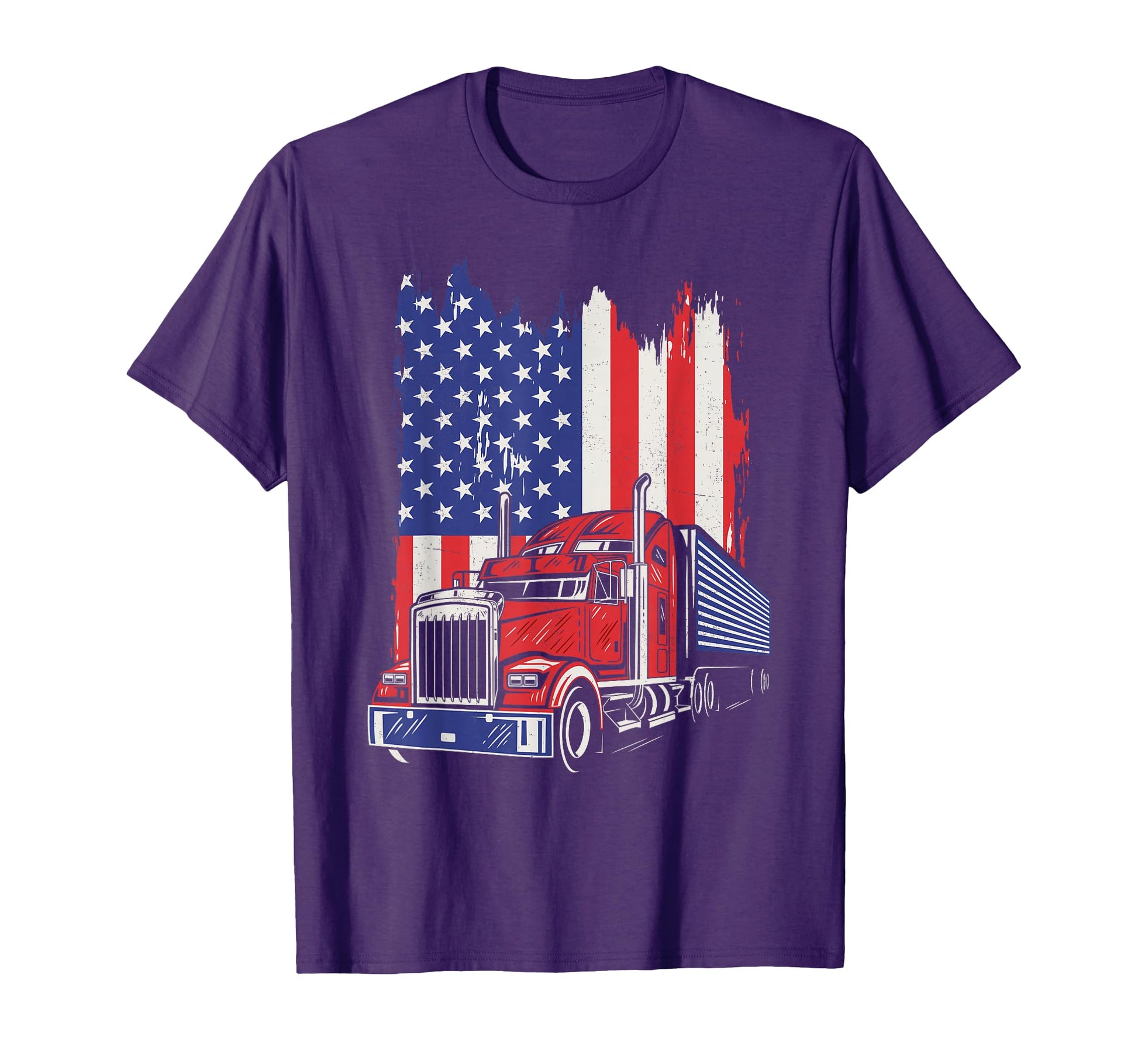 Trucker American Flag Truck Driver 18 T-Shirt - Unique Graphic Unisex - T-Shirt, Sweatshirt, Hoodie
