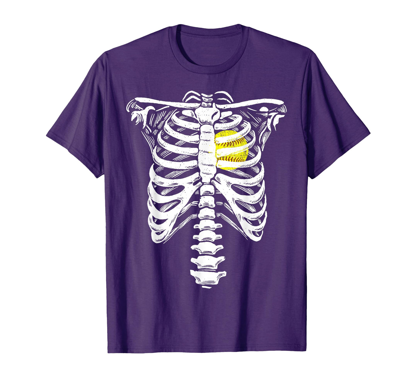 Softball Heart Skeleton Rib Cage T-Shirt - Minimalist Print Unisex - T-Shirt, Sweatshirt, Hoodie