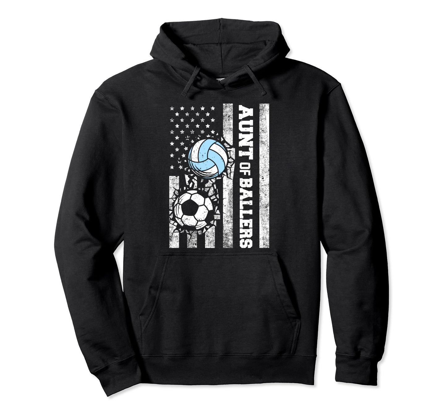 Aunt Ballers Funny Usa Flag Soccer Hoodie - Casual Everyday Wear Unisex - T-Shirt, Sweatshirt, Hoodie