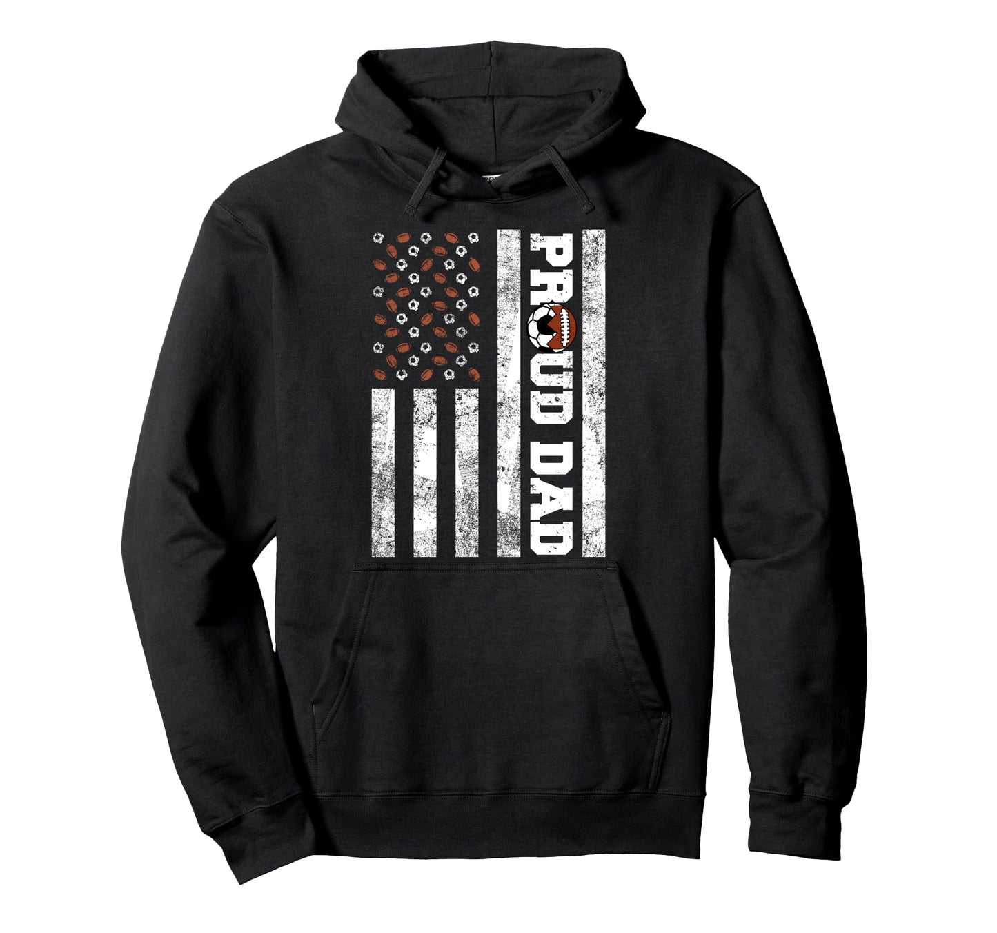 Proud Dad American Flag Funny Soccer Hoodie - Unique Graphic Men Women - T-Shirt, Sweatshirt, Hoodie