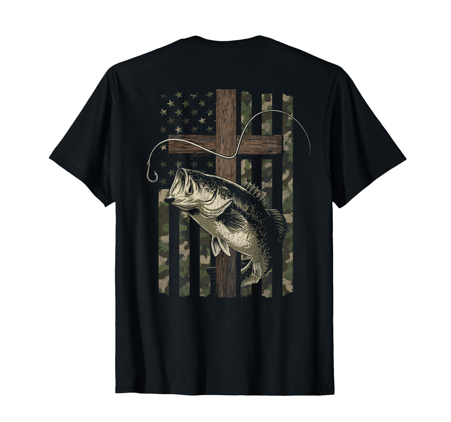 Christian Bass Fishing Back T-Shirt - Fun Novelty Design Men Women - T-Shirt, Sweatshirt, Hoodie