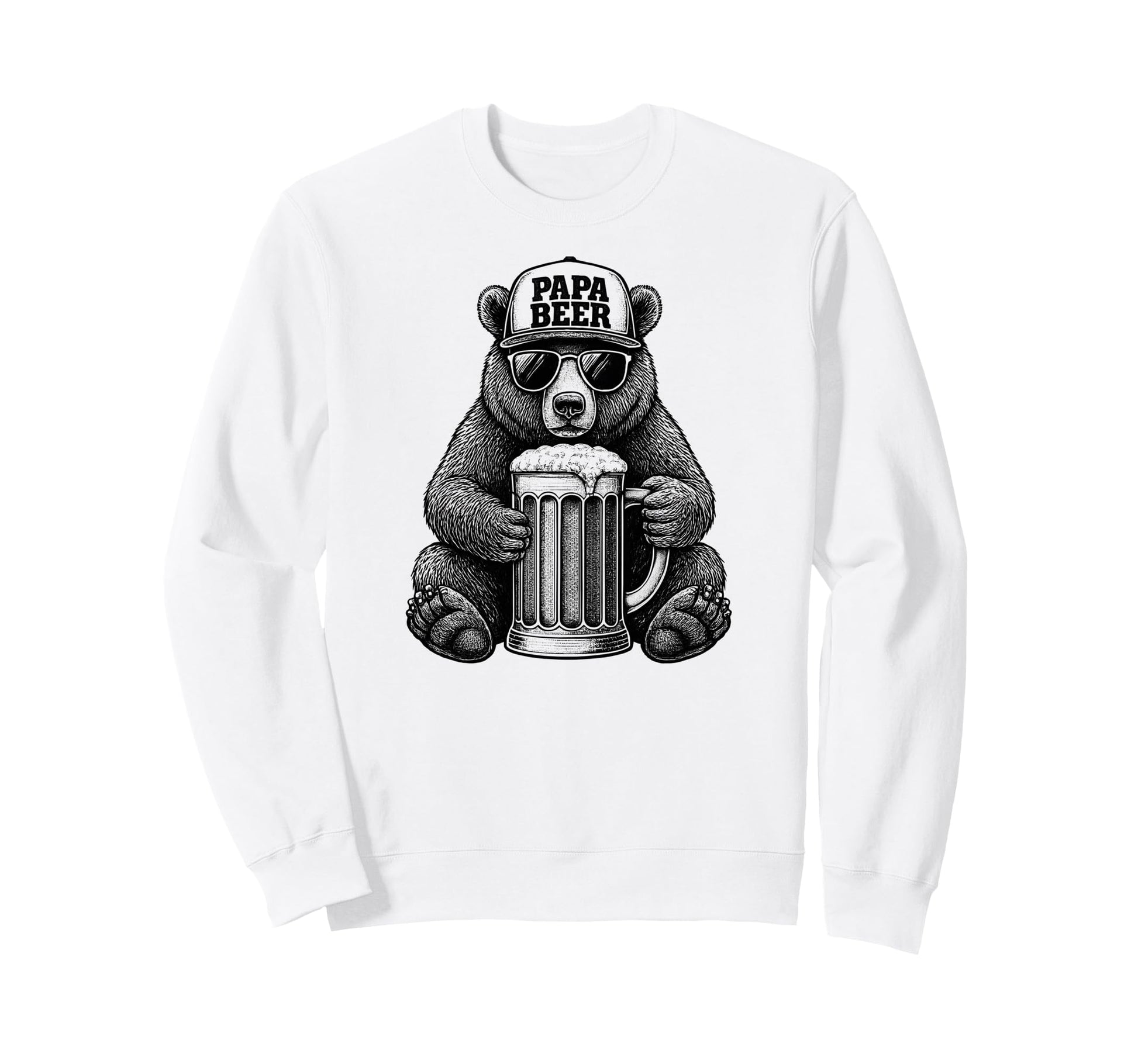 Papa Beer Funny Dad Bear Drinking Sweatshirt - Aesthetic Graphic for Adults - T-Shirt, Sweatshirt, Hoodie