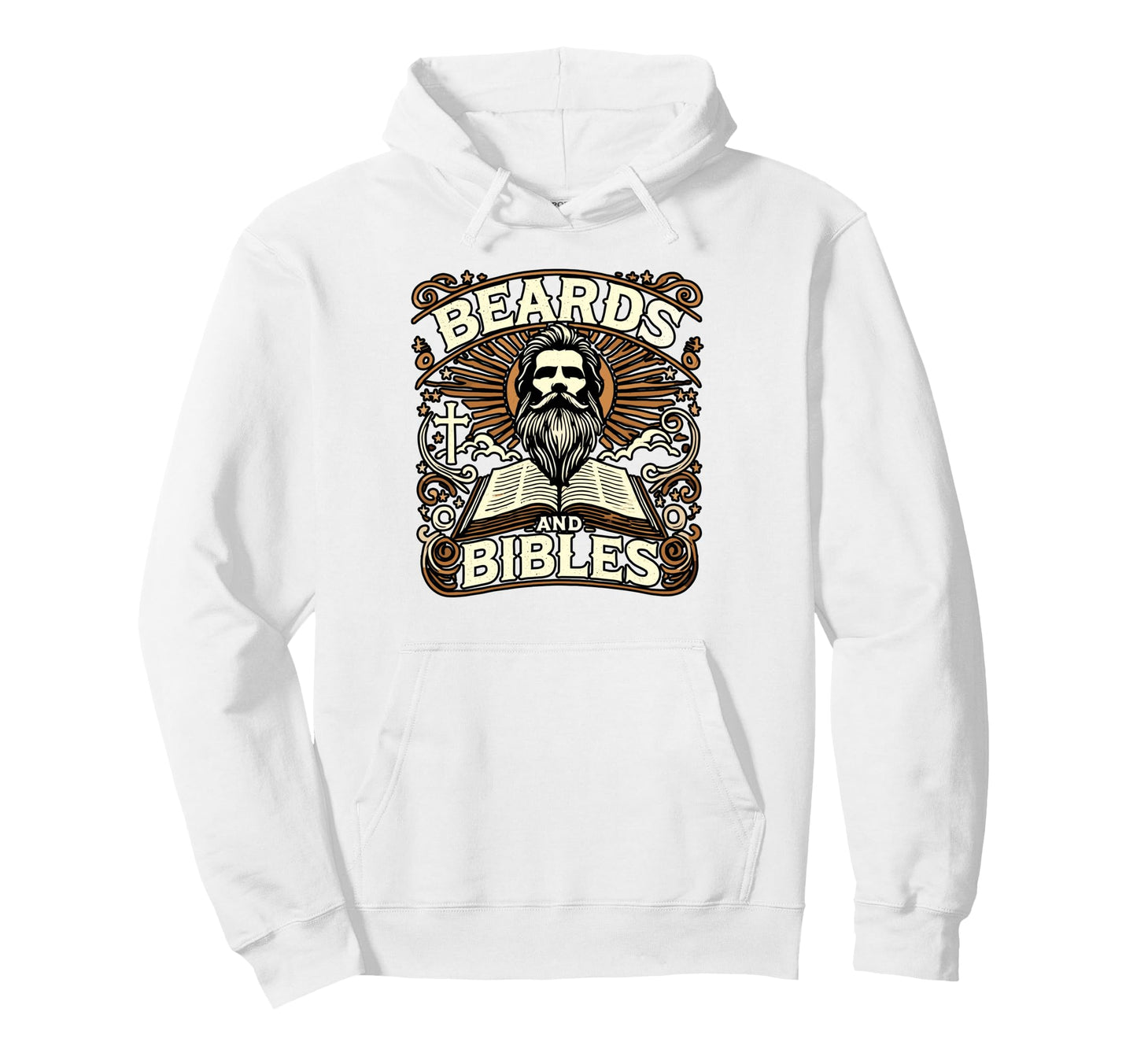 Beards Bibles Faith Bearded Religious Hoodie - Fun Novelty Design Unisex - T-Shirt, Sweatshirt, Hoodie