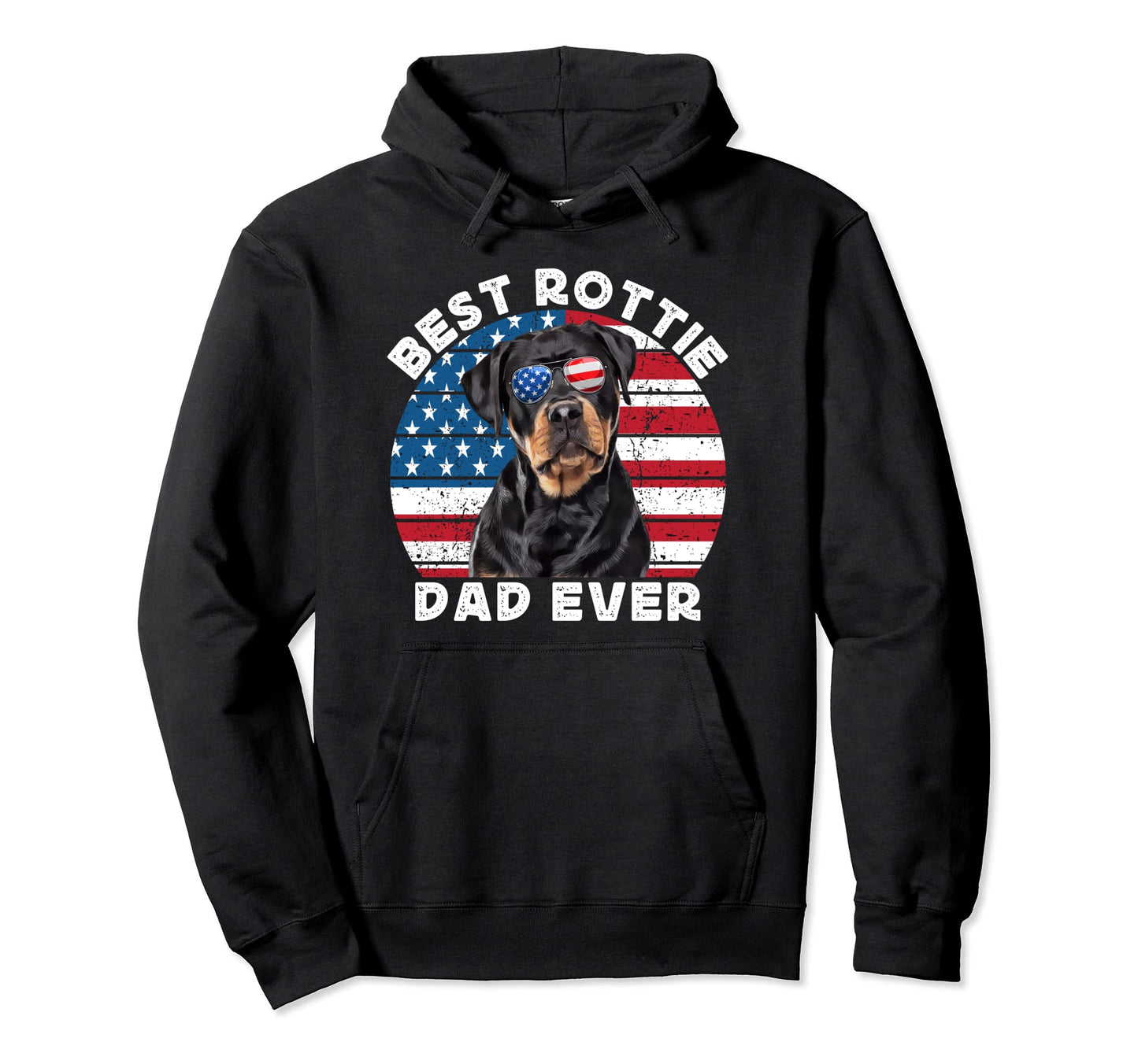 Rottweiler Dad American Flag Rottie Hoodie - Minimalist Print for Adults - T-Shirt, Sweatshirt, Hoodie