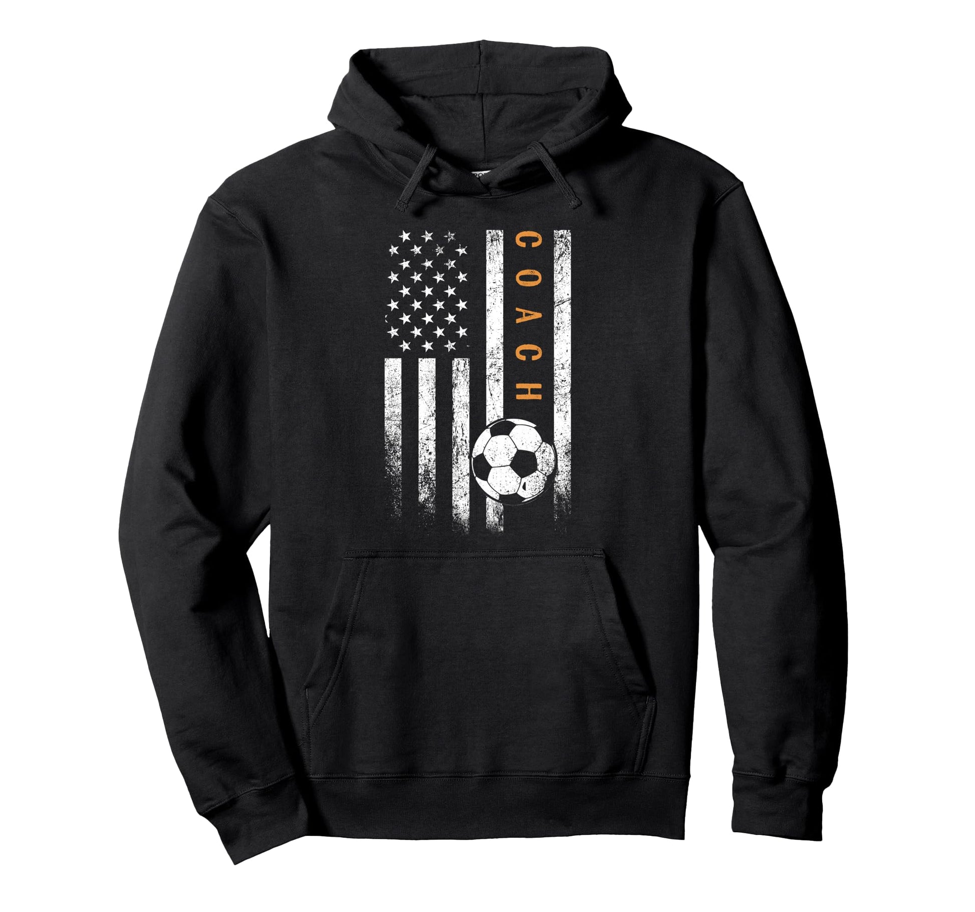 Soccer Coach American Flag Soccer Hoodie - Casual Everyday Wear Men Women - T-Shirt, Sweatshirt, Hoodie