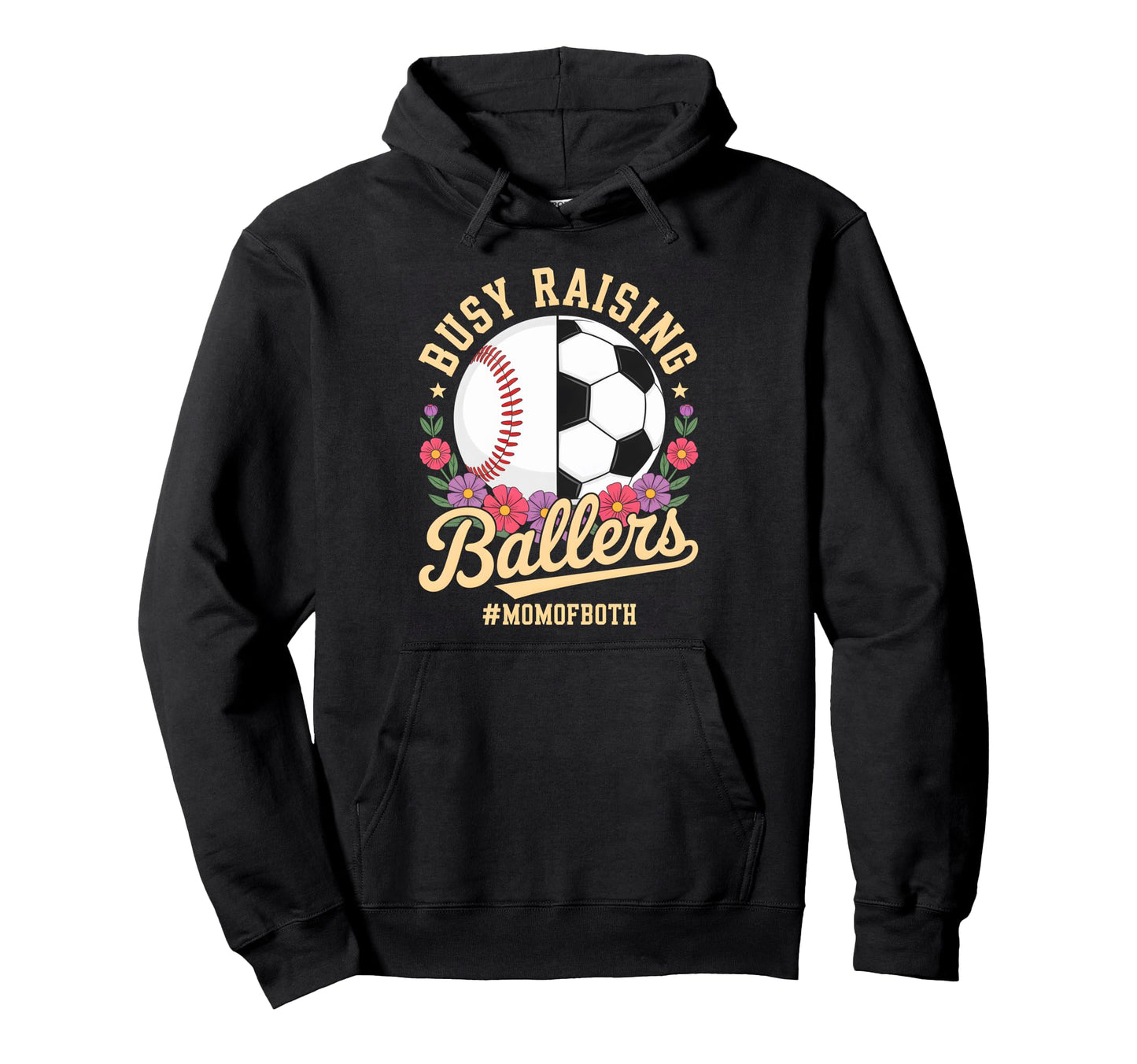 Baseball Soccer Flowers Mom Both Busy Hoodie - Minimalist Print Unisex - T-Shirt, Sweatshirt, Hoodie