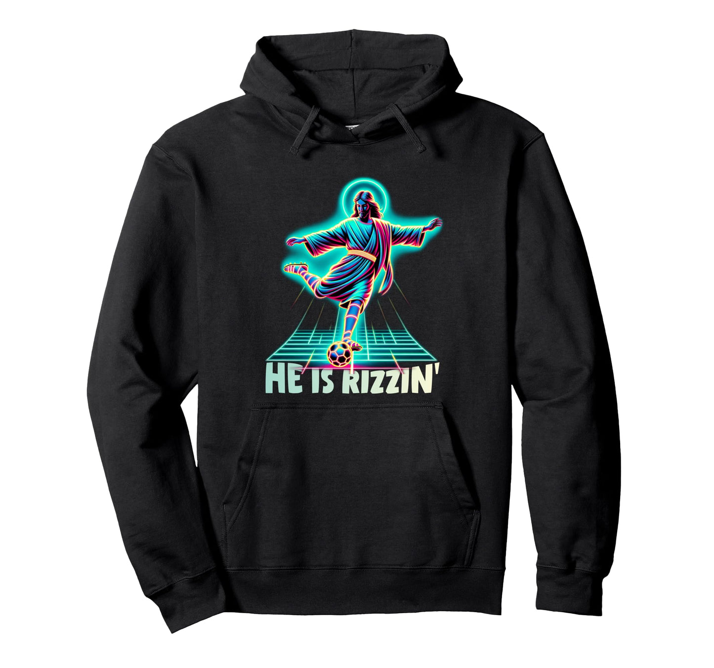 He Is Rizzin Meme Soccer Jesus Religious Hoodie - Custom Art Print Unisex - T-Shirt, Sweatshirt, Hoodie
