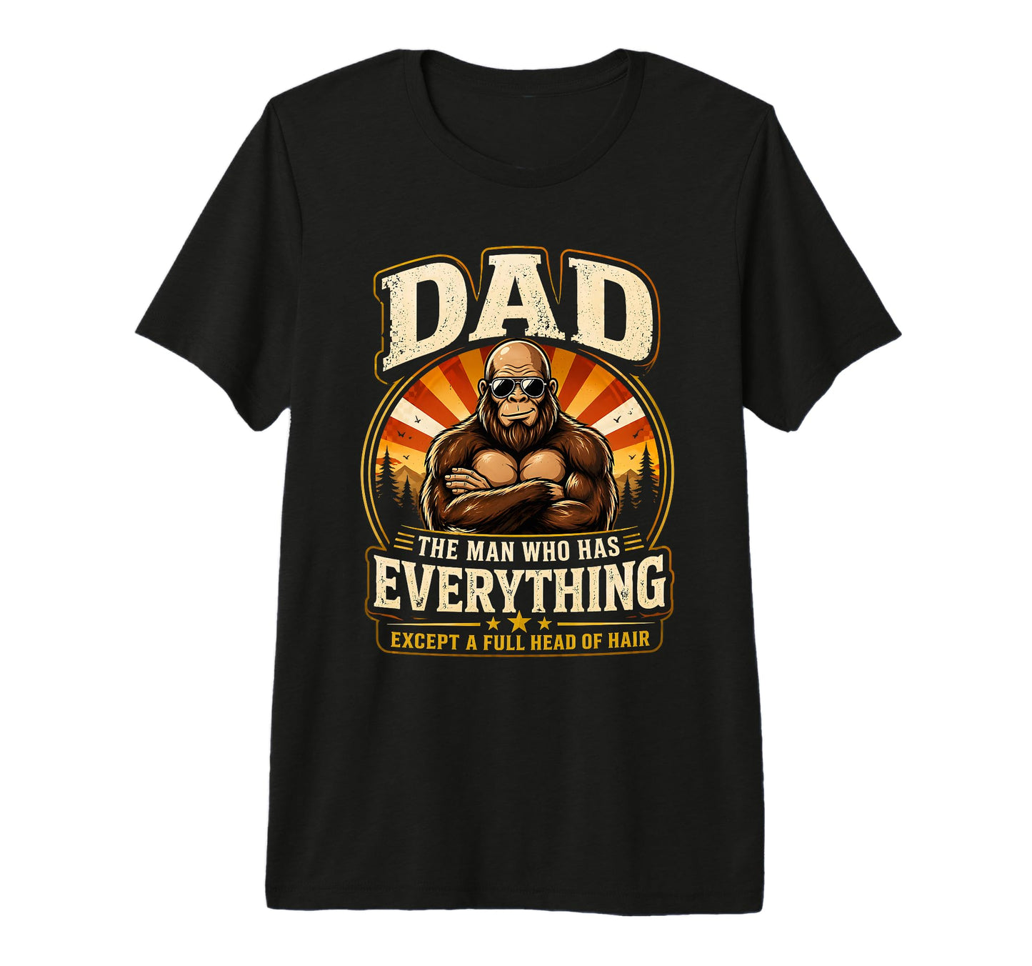 Funny Bald Dad Bigfoot Gift Husband T-Shirt - Minimalist Print Men Women - T-Shirt, Sweatshirt, Hoodie