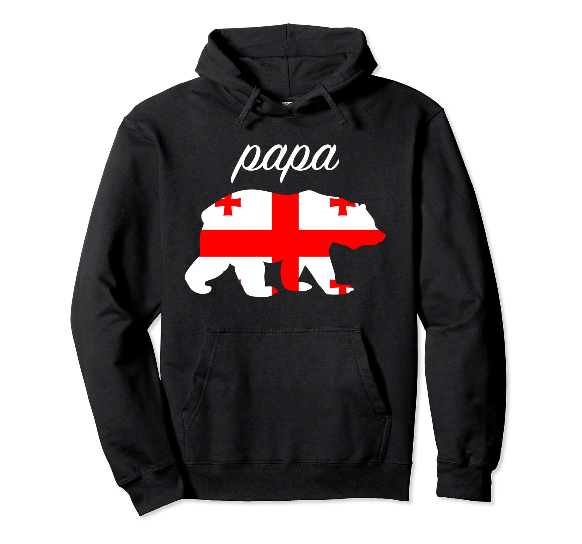 Papa Bear Georgia Flag Georgian Roots Hoodie - Unique Graphic Unisex - T-Shirt, Sweatshirt, Hoodie