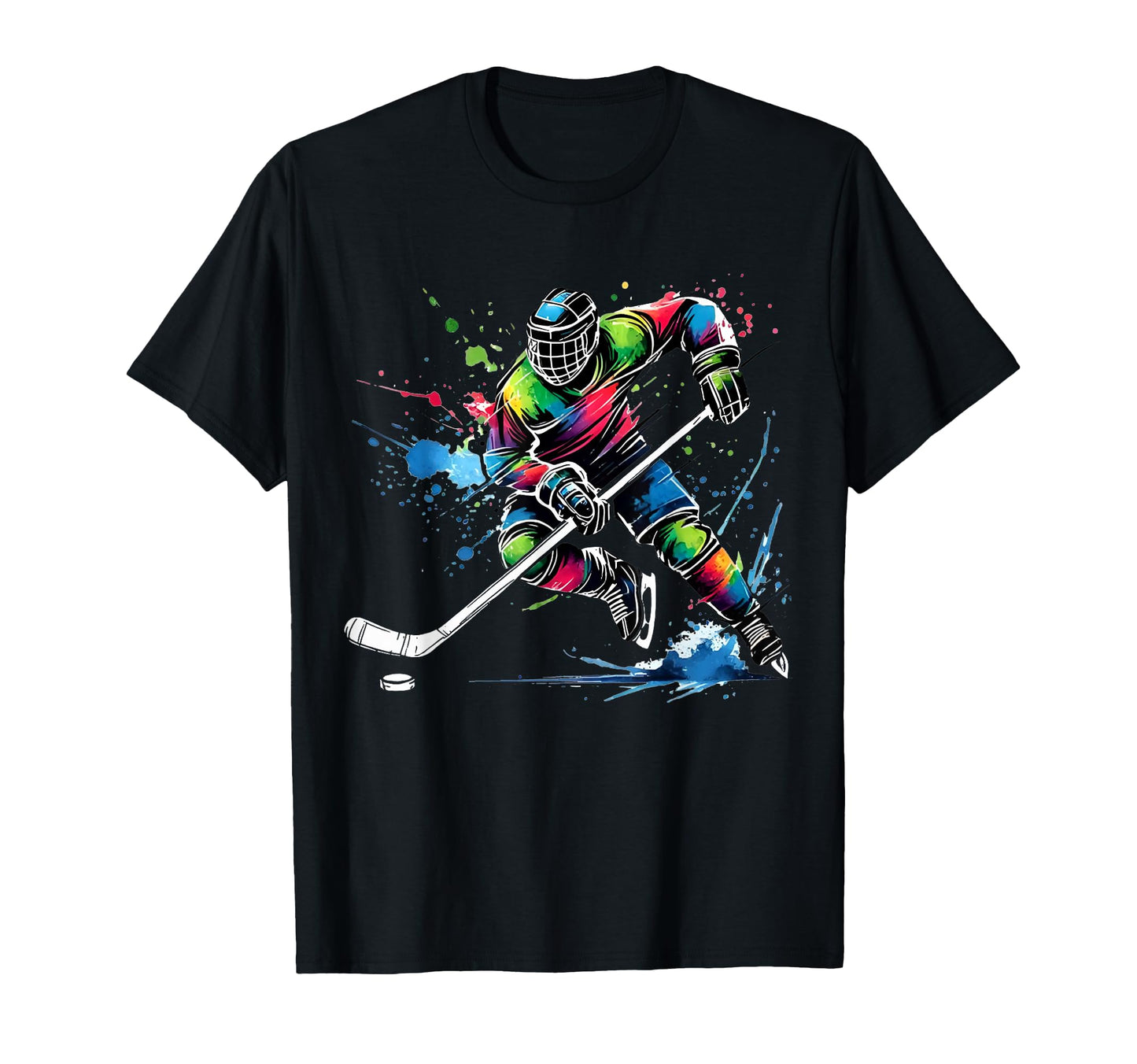 Colorful Ice Hockey Fan Player Tie Dye T-Shirt - Custom Art Print Unisex - T-Shirt, Sweatshirt, Hoodie