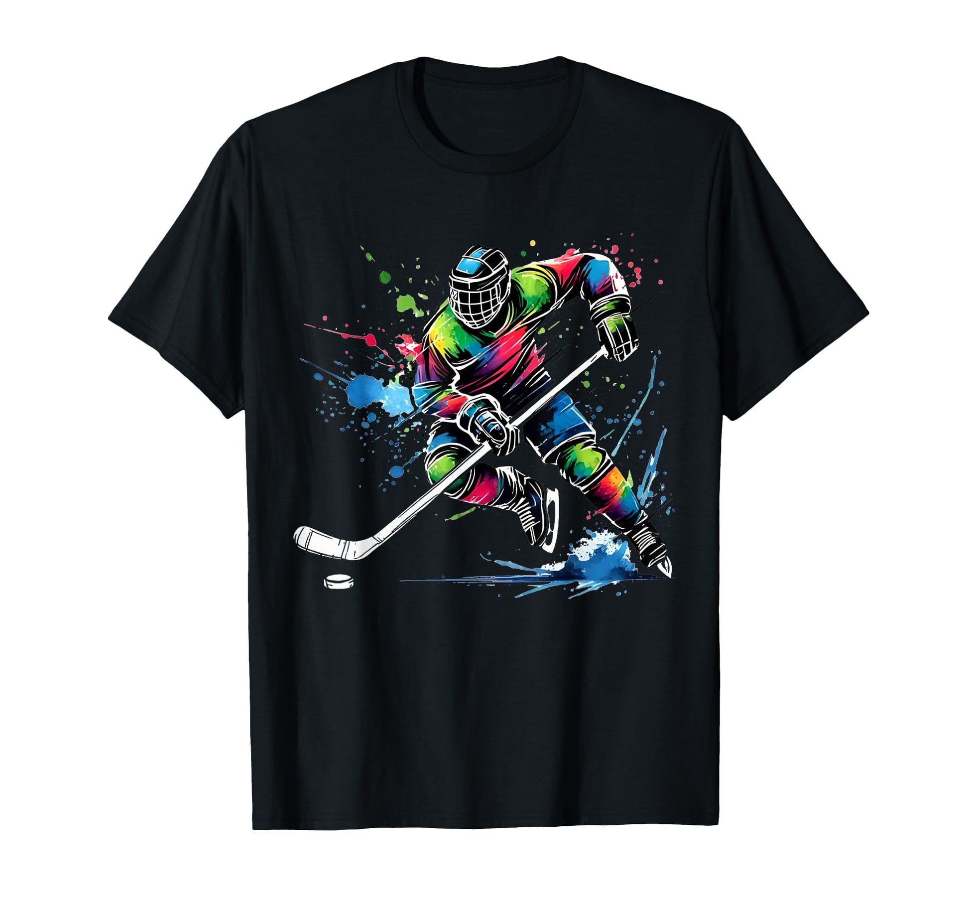 Colorful Ice Hockey Fan Player Tie Dye T-Shirt - Custom Art Print Unisex - T-Shirt, Sweatshirt, Hoodie