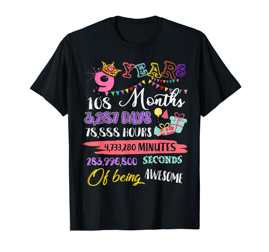 9Th Birthday 9 Years Old Being Awesome T-Shirt - Graphic Print Men Women - T-Shirt, Sweatshirt, Hoodie
