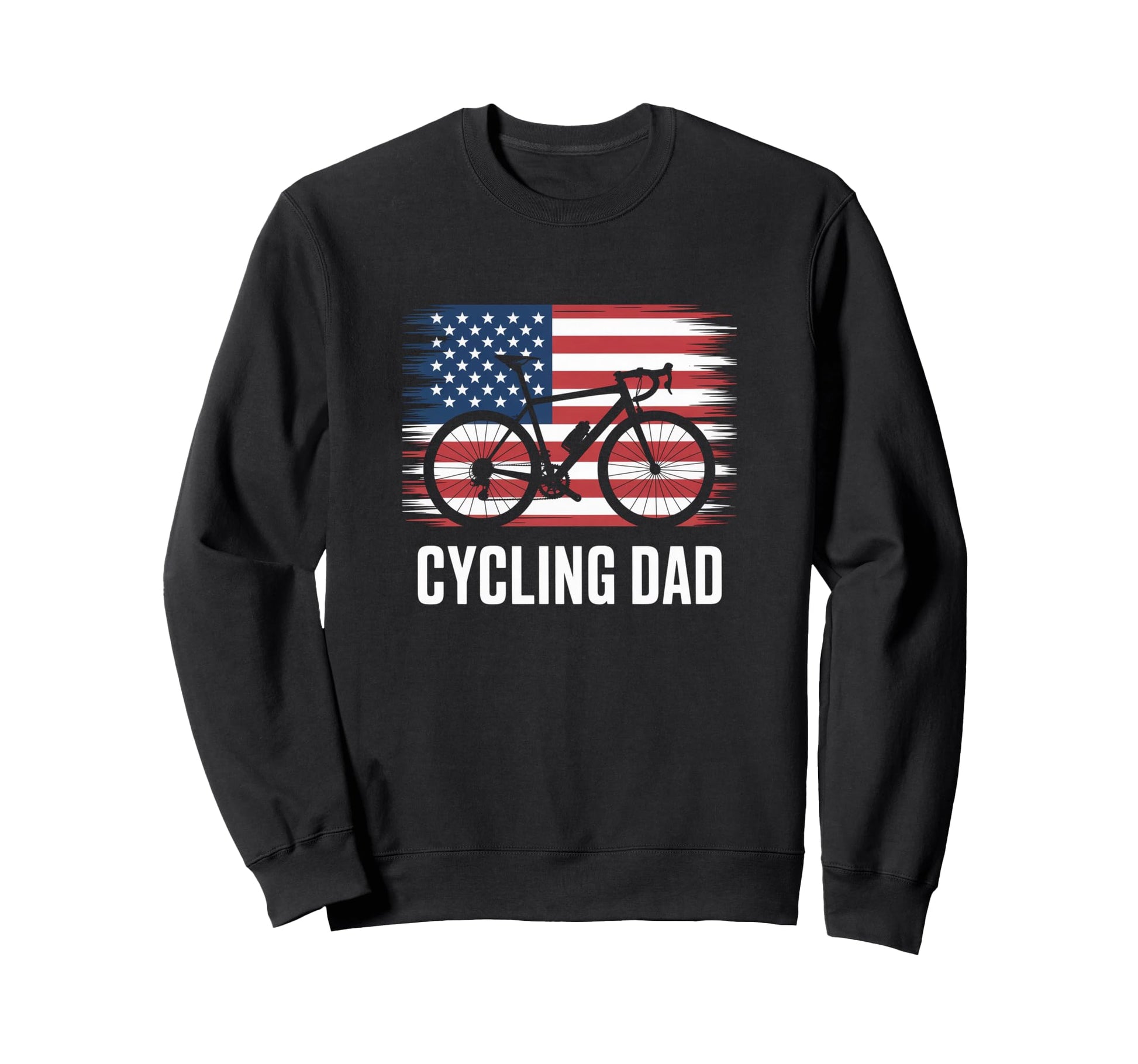 Cycling Dad American Flag Road Sweatshirt - Custom Art Print for Adults - T-Shirt, Sweatshirt, Hoodie
