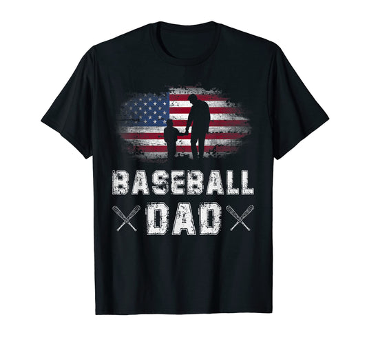 American Flag Baseball Dad 4Th July T-Shirt - Minimalist Print Men Women - T-Shirt, Sweatshirt, Hoodie