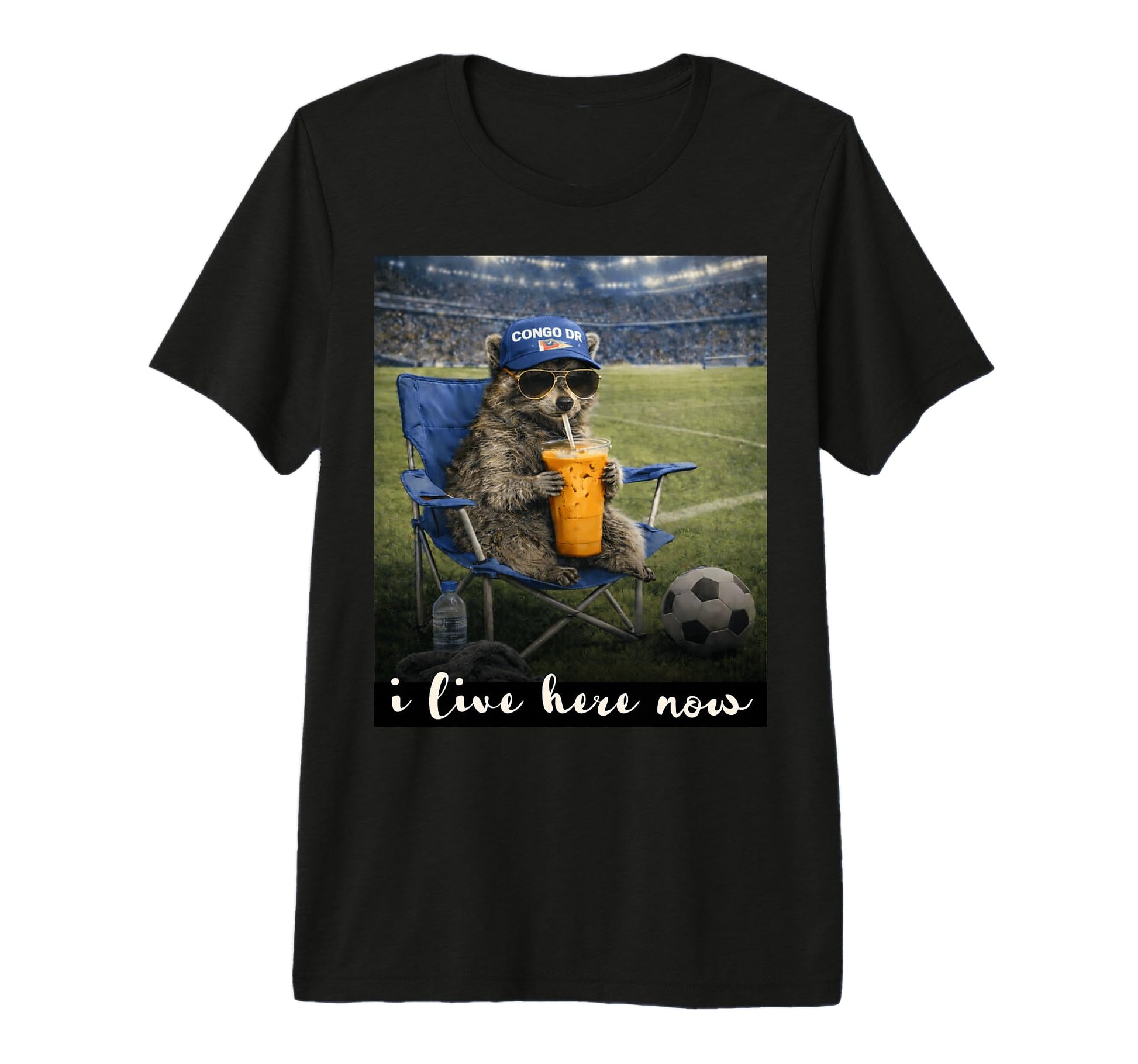 Funny Raccoon Congo Dr Soccer Fan T-Shirt - Fun Novelty Design for Adults - T-Shirt, Sweatshirt, Hoodie
