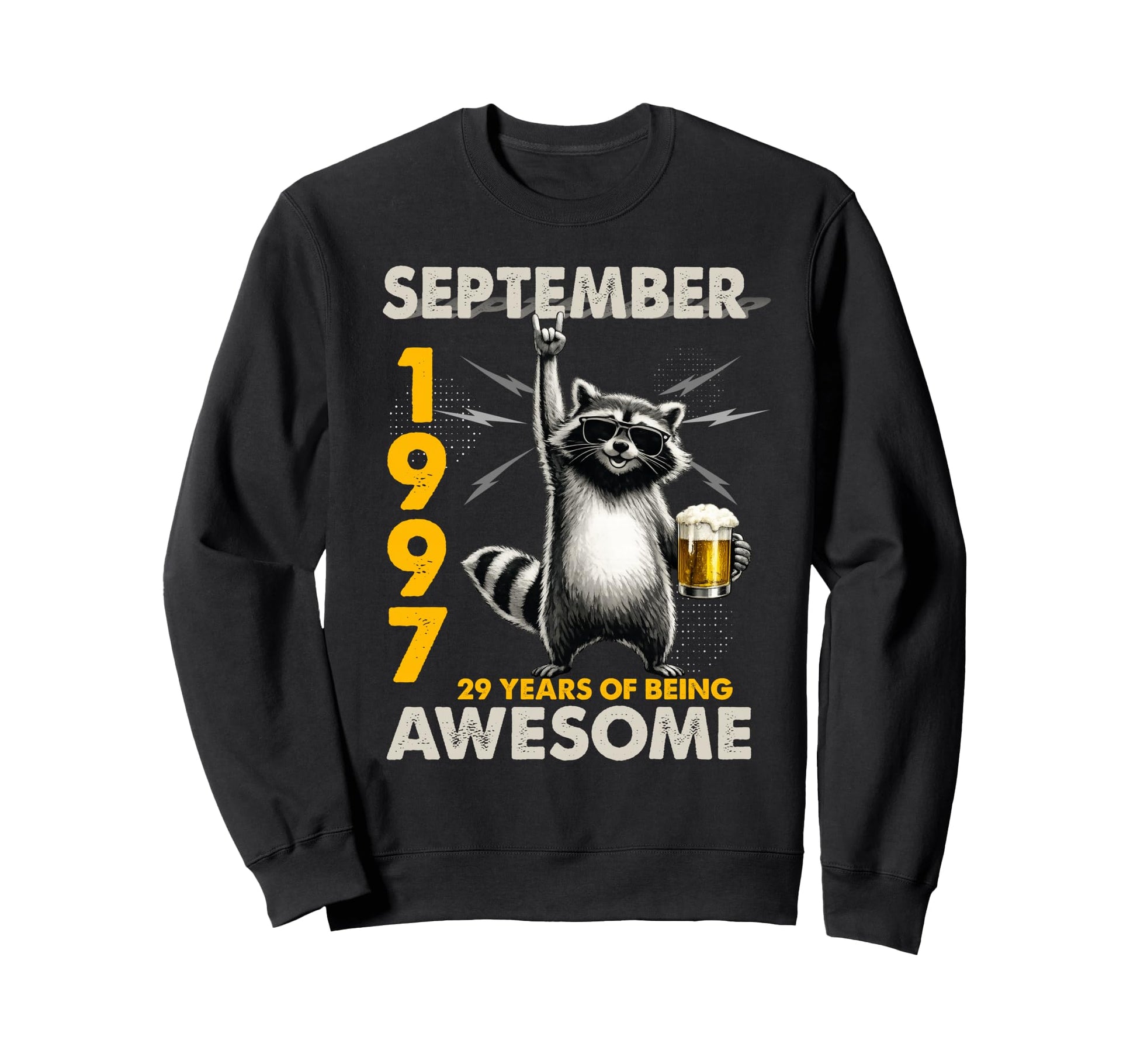 29Th Birthday Raccoon September Sweatshirt - Trendy Graphic for Adults - T-Shirt, Sweatshirt, Hoodie