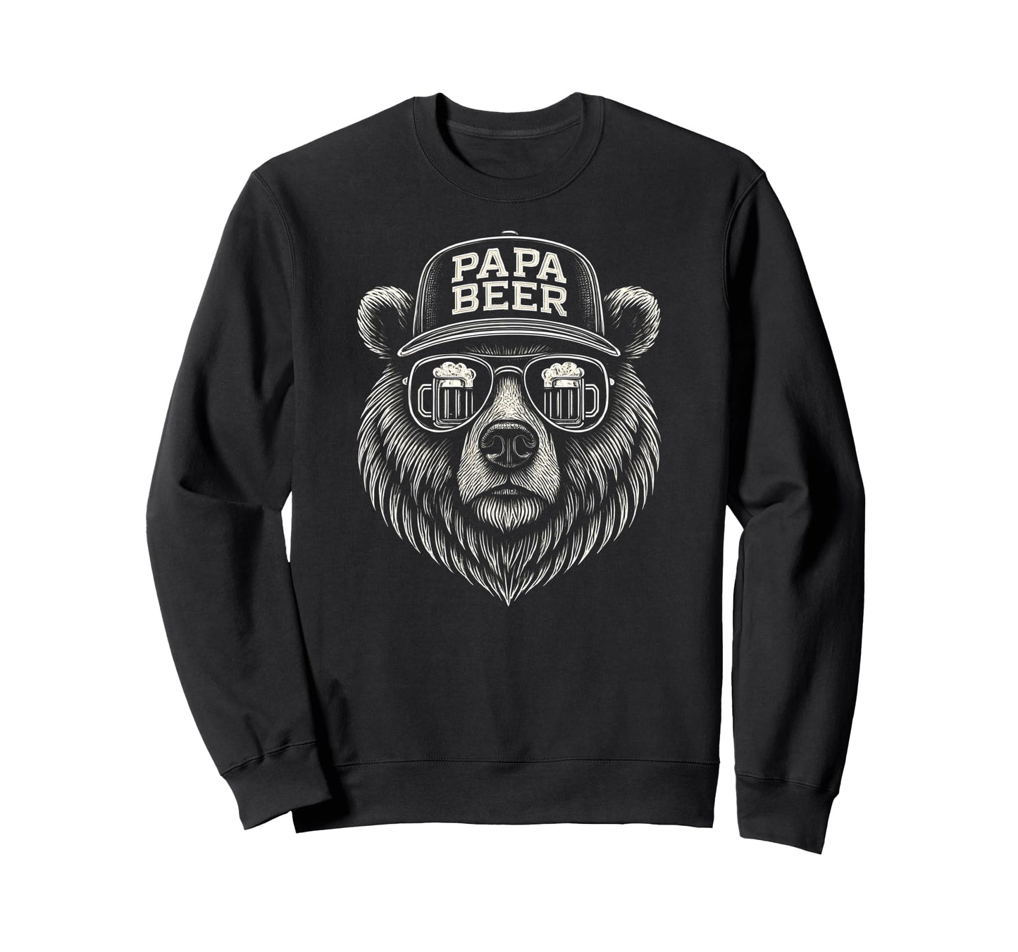 Papa Beer Funny Dad Bear Drinking Sweatshirt - Custom Art Print for Adults - T-Shirt, Sweatshirt, Hoodie