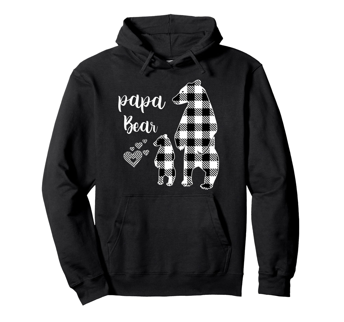 Papa Bear Little Bear Grey Buffalo Plaid Hoodie - Graphic Print Men Women - T-Shirt, Sweatshirt, Hoodie