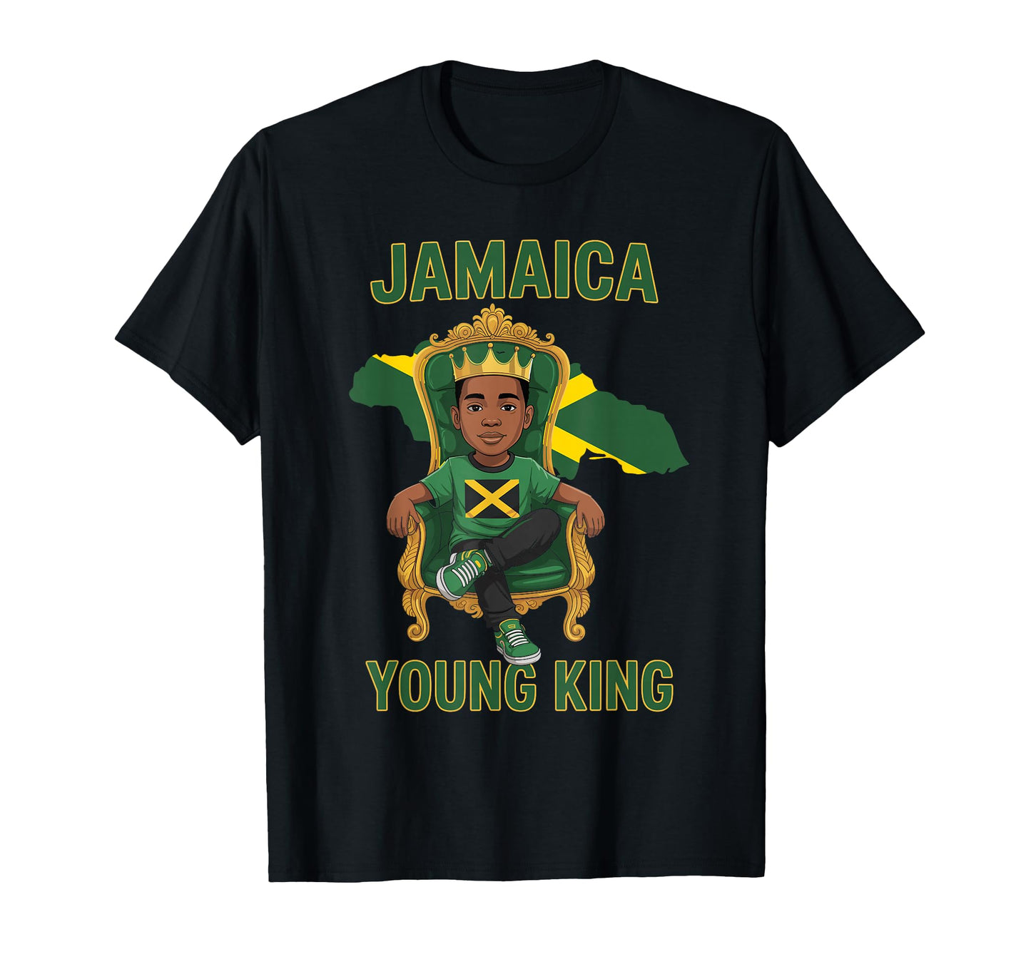 Jamaica Young King Proud Jamaican Flag T-Shirt - Minimalist Print Men Women - T-Shirt, Sweatshirt, Hoodie
