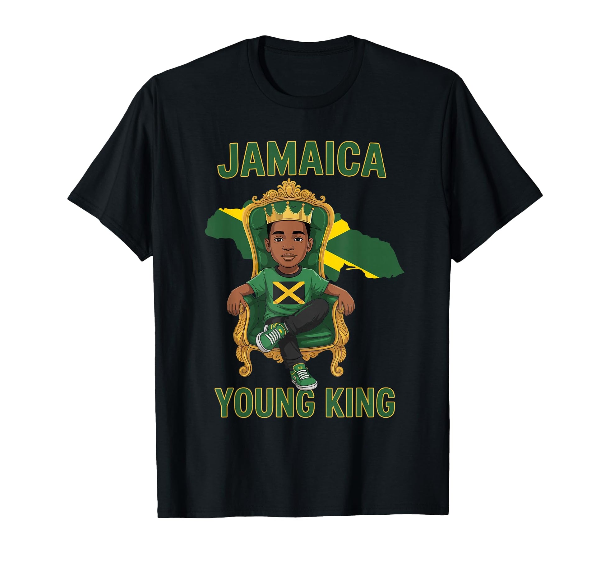 Jamaica Young King Proud Jamaican Flag T-Shirt - Minimalist Print Men Women - T-Shirt, Sweatshirt, Hoodie