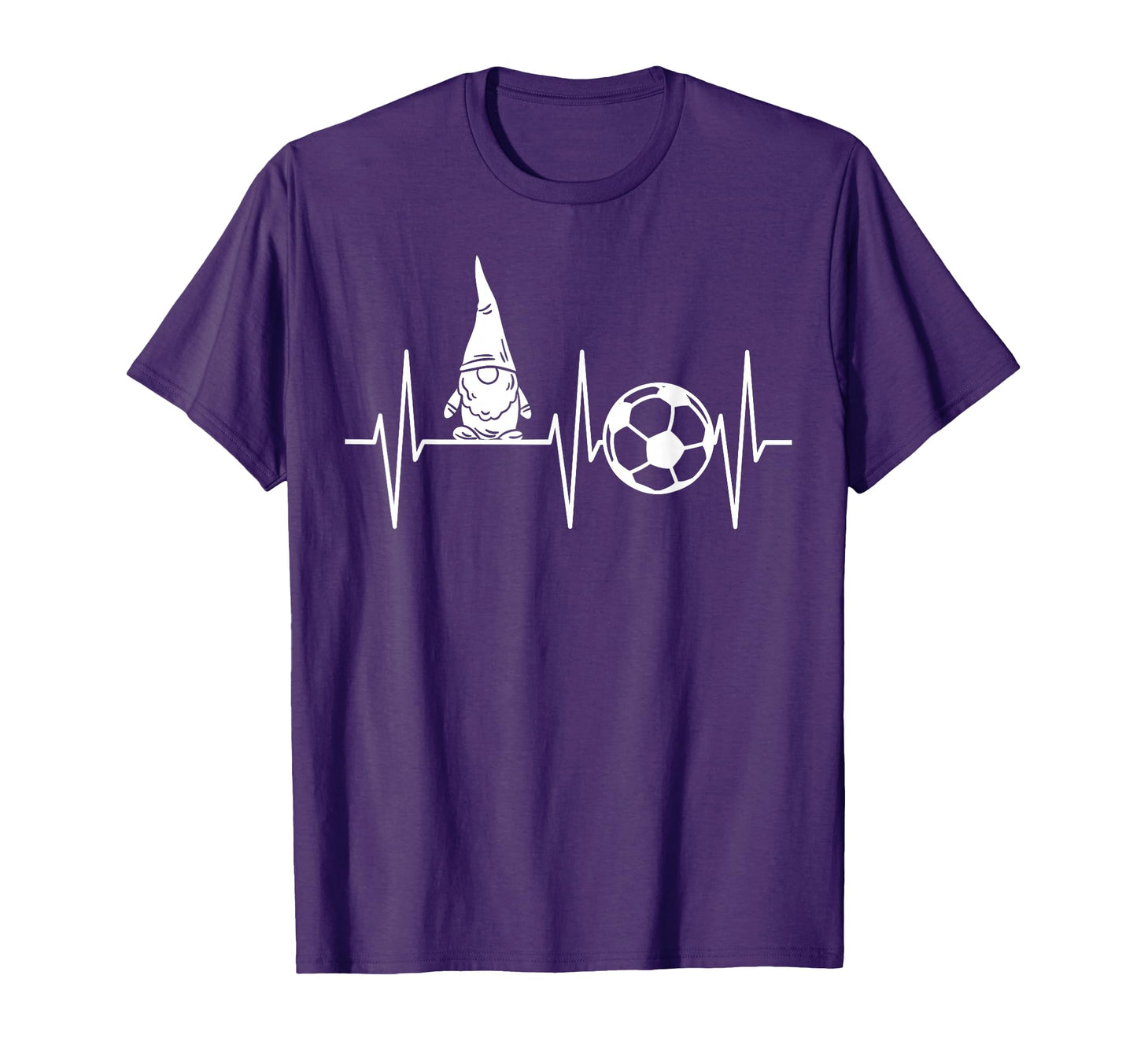 Gnome Soccer Player Ekg Heartbeat Garden T-Shirt - Unique Graphic Unisex - T-Shirt, Sweatshirt, Hoodie