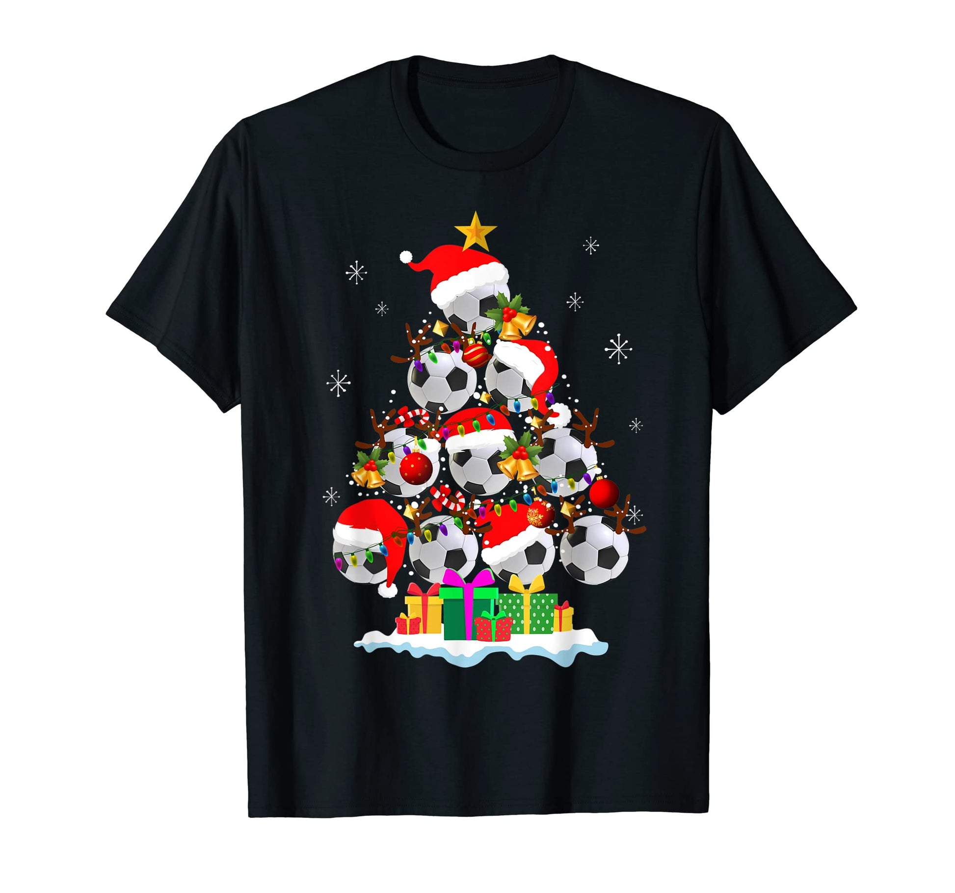 Tree Soccer Ball Santa Hat Family T-Shirt - Fun Novelty Design Unisex - T-Shirt, Sweatshirt, Hoodie