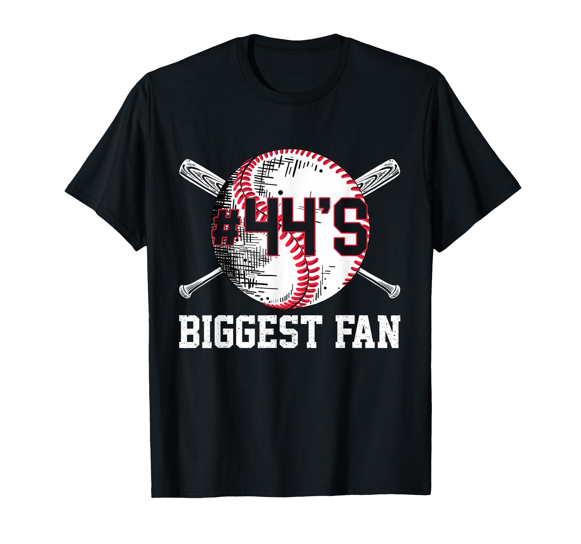 Number 44 Baseball Biggest Fan Mom T-Shirt - Novelty Apparel for Adults - T-Shirt, Sweatshirt, Hoodie