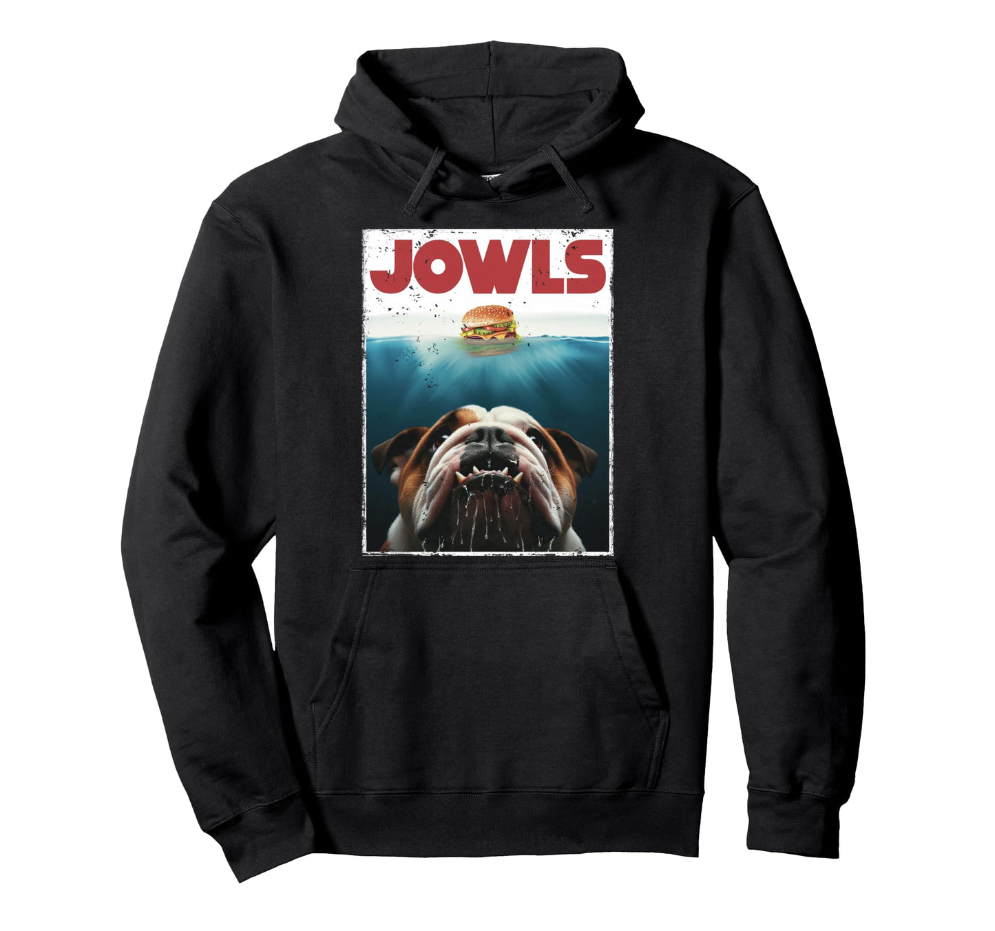 Funny English Bulldog Jowls Burger Bully Hoodie - Aesthetic Graphic Unisex - T-Shirt, Sweatshirt, Hoodie