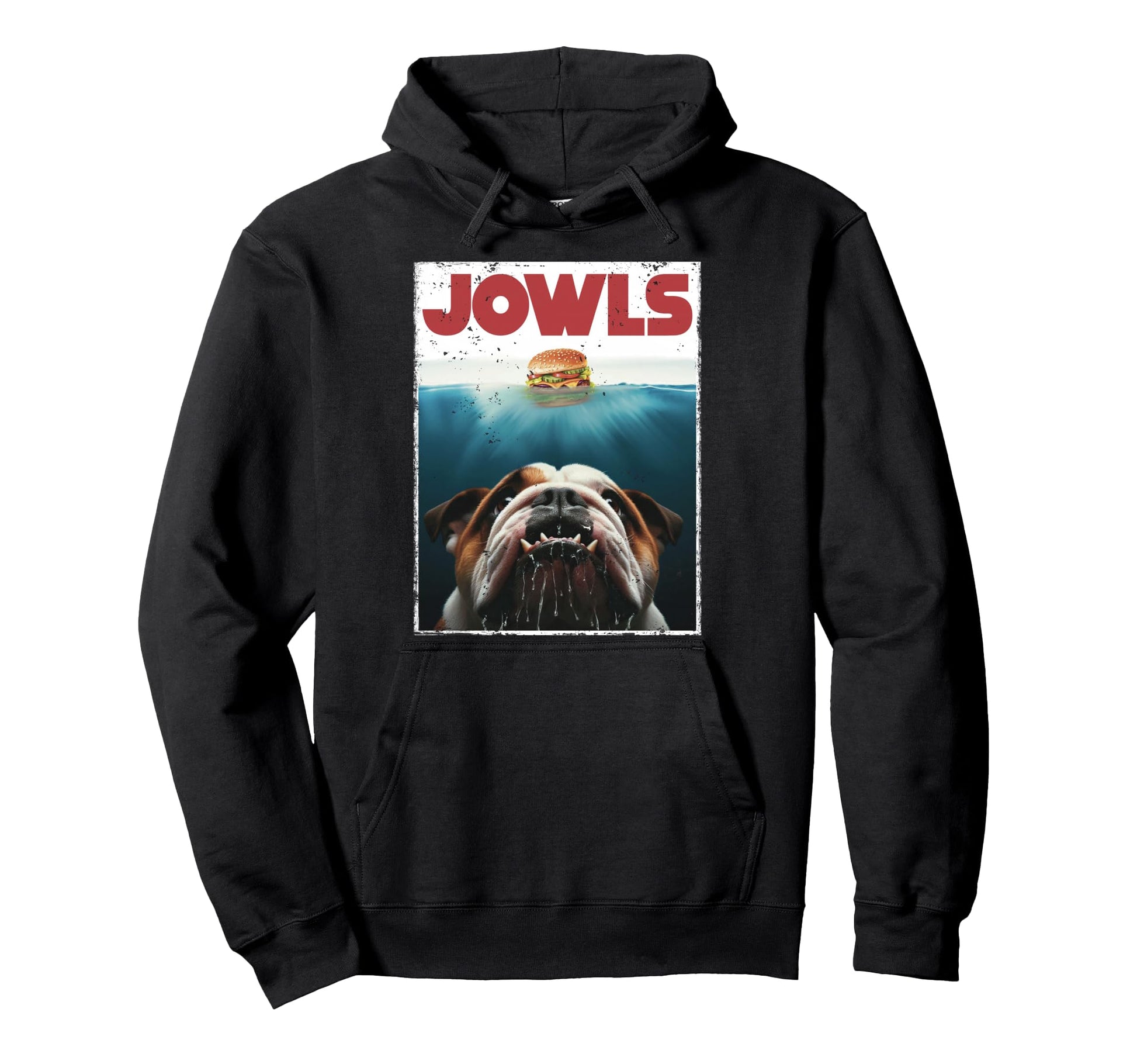 Funny English Bulldog Jowls Burger Bully Hoodie - Aesthetic Graphic Unisex - T-Shirt, Sweatshirt, Hoodie