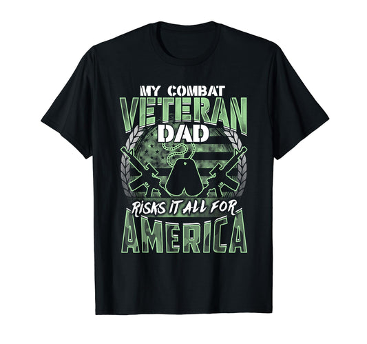 American Combat Veteran Dad Dog Tags T-Shirt - Custom Art Print for Adults - T-Shirt, Sweatshirt, Hoodie