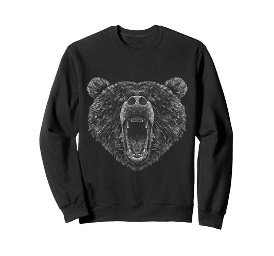 Bear Brown Head Bear Motif Bear Sweatshirt - Custom Art Print Men Women - T-Shirt, Sweatshirt, Hoodie