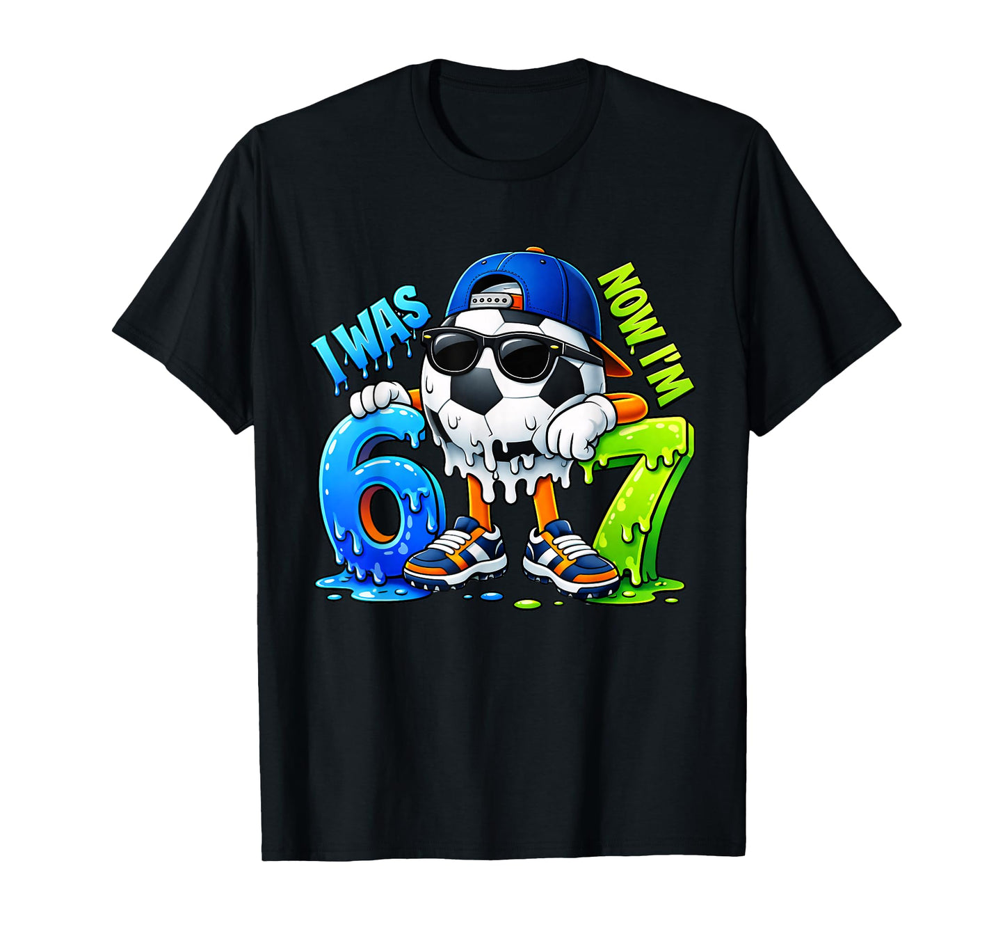 I Was 6 Now Im 7 Birthday Soccer Ball T-Shirt - Trendy Graphic Men Women - T-Shirt, Sweatshirt, Hoodie