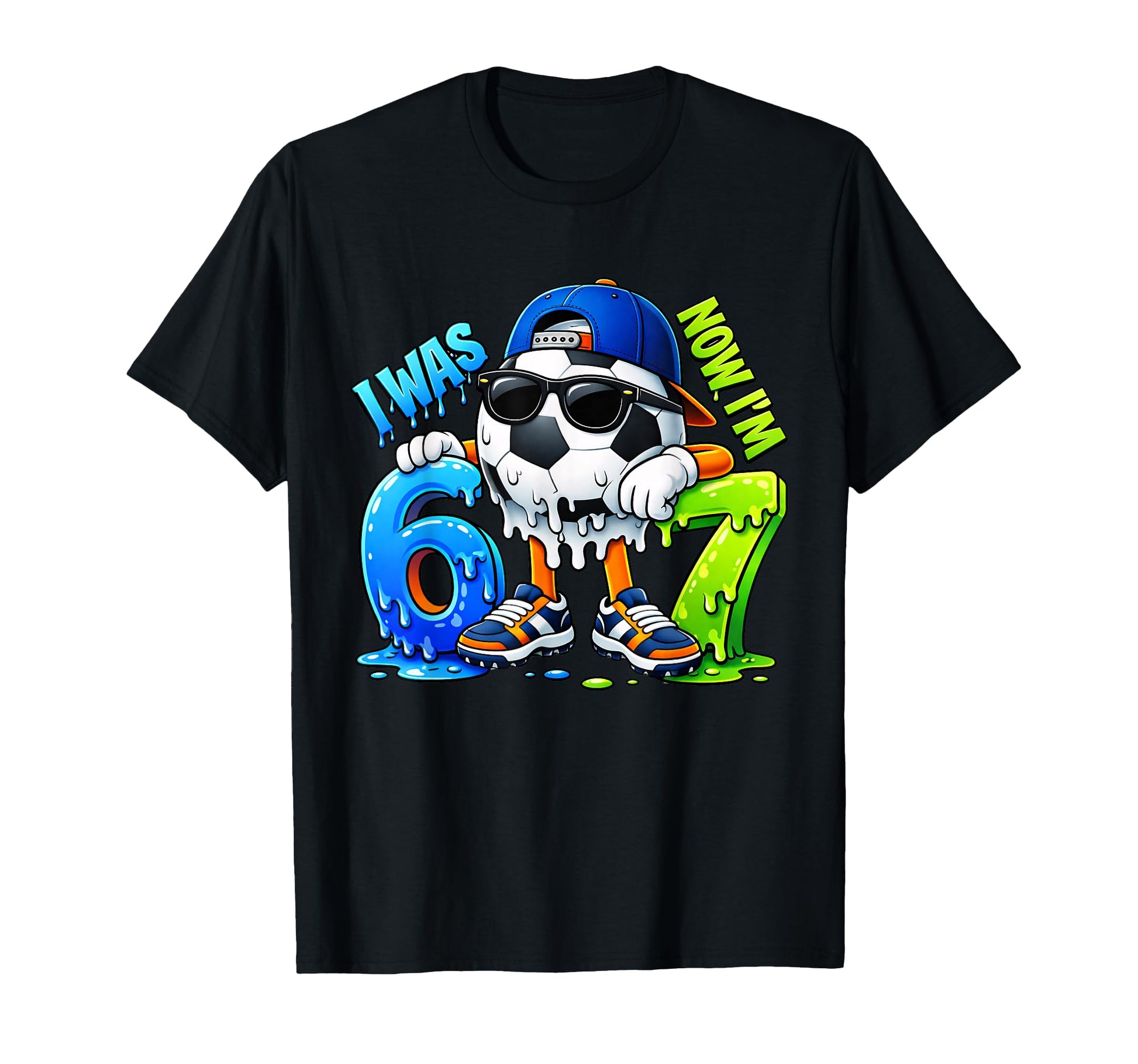 I Was 6 Now Im 7 Birthday Soccer Ball T-Shirt - Trendy Graphic Men Women - T-Shirt, Sweatshirt, Hoodie