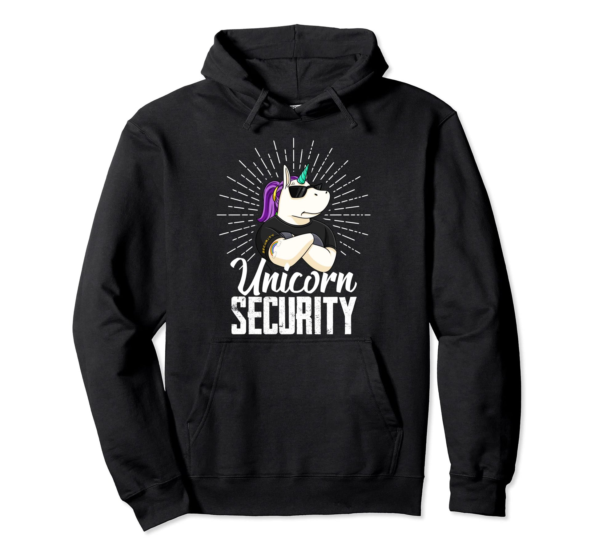 Unicorn Security Birthday Mens Dad Hoodie - Aesthetic Graphic for Adults - T-Shirt, Sweatshirt, Hoodie