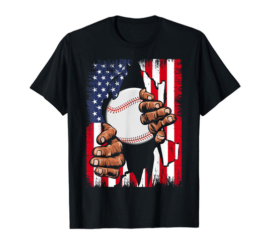 Baseball Player Usa American Flag T-Shirt - Aesthetic Graphic Unisex - T-Shirt, Sweatshirt, Hoodie