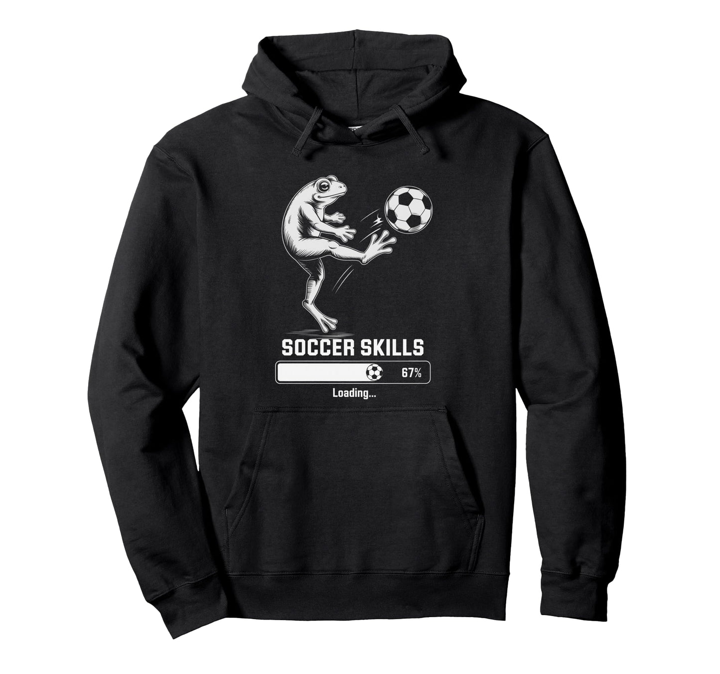 Kawaii Frog Soccer Skills Loading Hoodie - Fun Novelty Design Men Women - T-Shirt, Sweatshirt, Hoodie