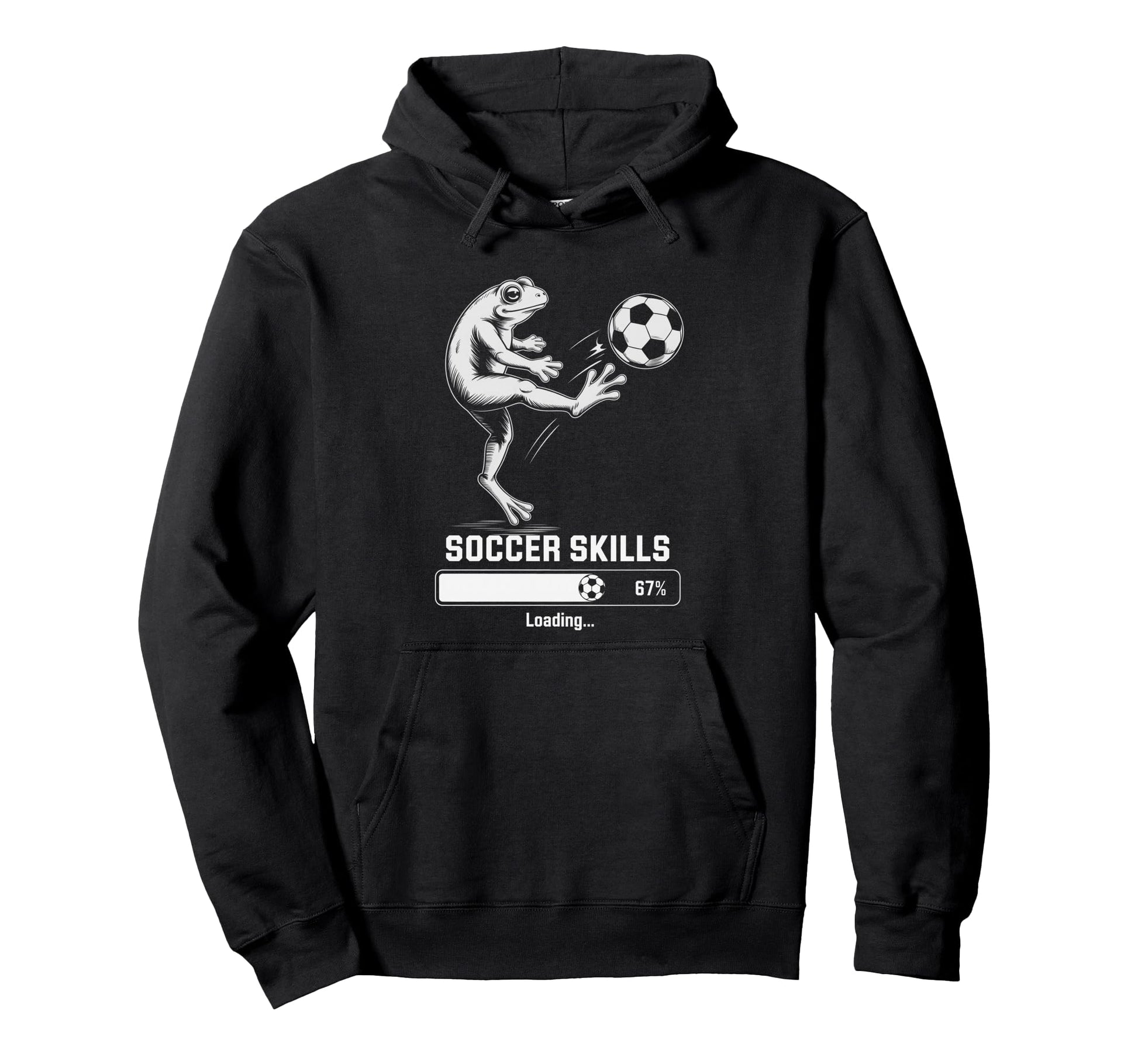 Kawaii Frog Soccer Skills Loading Hoodie - Fun Novelty Design Men Women - T-Shirt, Sweatshirt, Hoodie