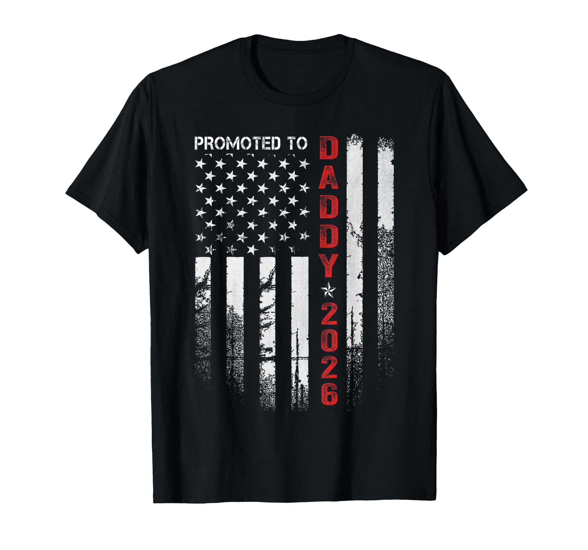 Patriotic Dad 2026 Promoted To Daddy T-Shirt - Minimalist Print for Adults - T-Shirt, Sweatshirt, Hoodie