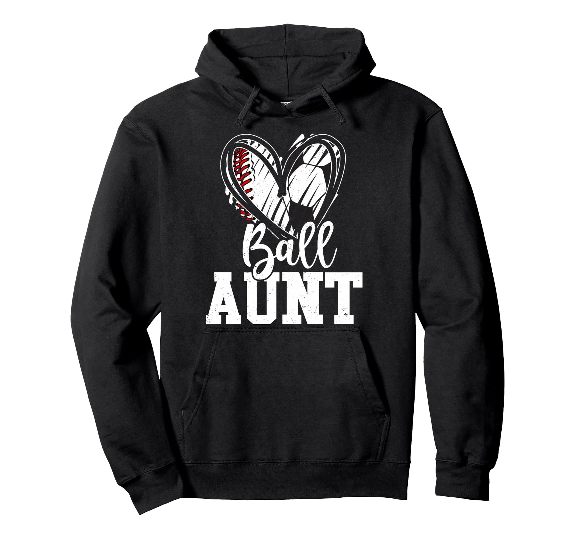 Ball Aunt Baseball Soccer Aunt Hoodie - Fun Novelty Design for Adults - T-Shirt, Sweatshirt, Hoodie
