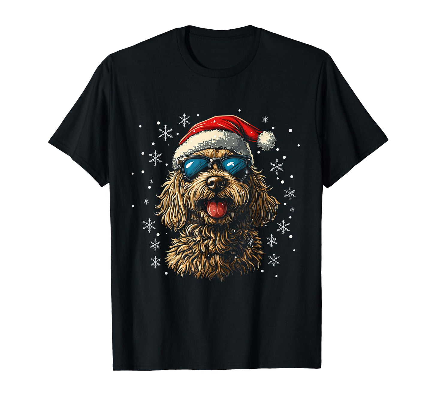 Goldendoodle Labradoodle Dog Santa Hat T-Shirt - Trendy Graphic Men Women - T-Shirt, Sweatshirt, Hoodie