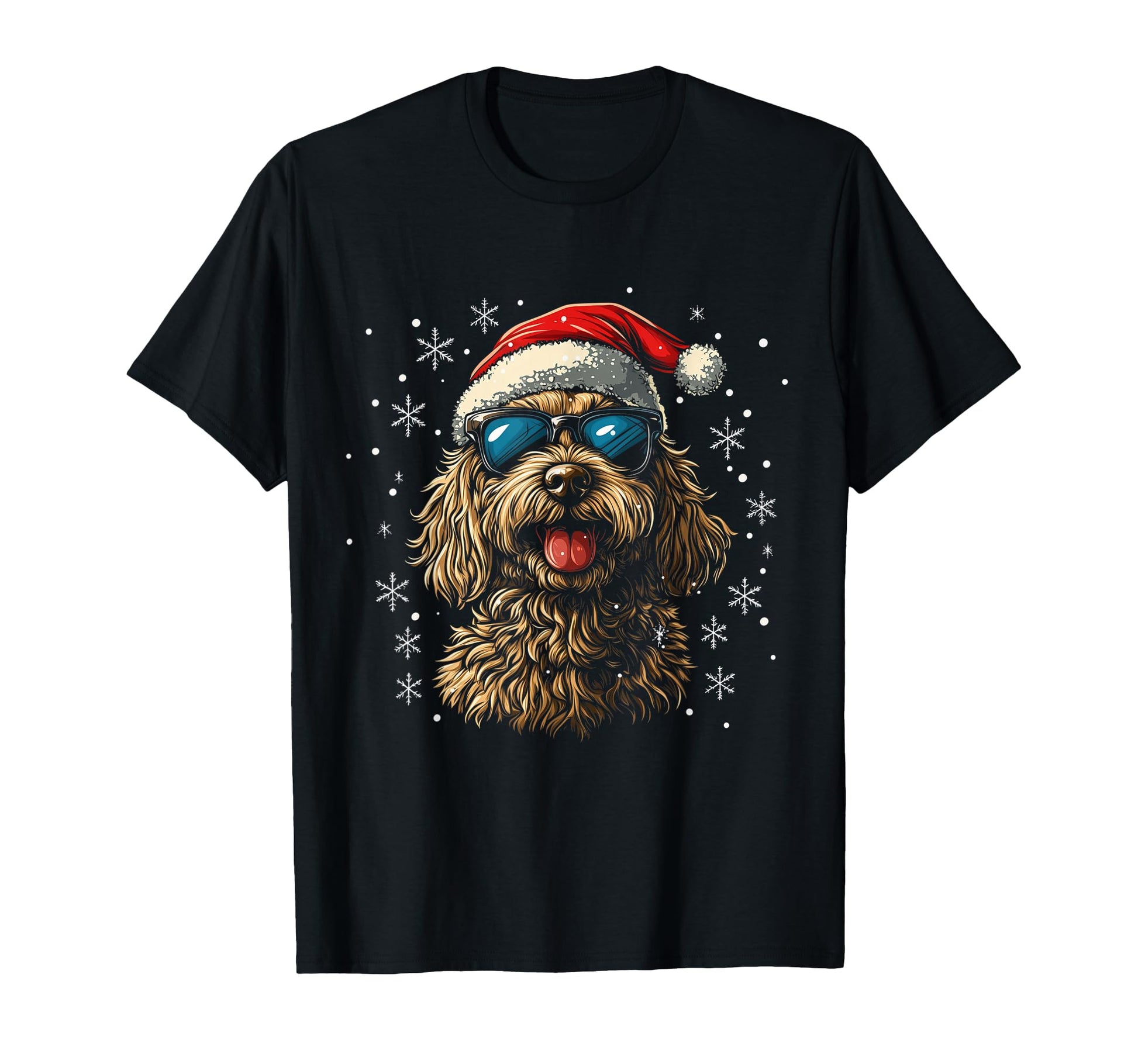 Goldendoodle Labradoodle Dog Santa Hat T-Shirt - Trendy Graphic Men Women - T-Shirt, Sweatshirt, Hoodie