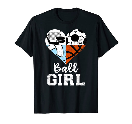Ball Heart Soccer Volleyball Basketball T-Shirt - Unique Graphic Men Women - T-Shirt, Sweatshirt, Hoodie