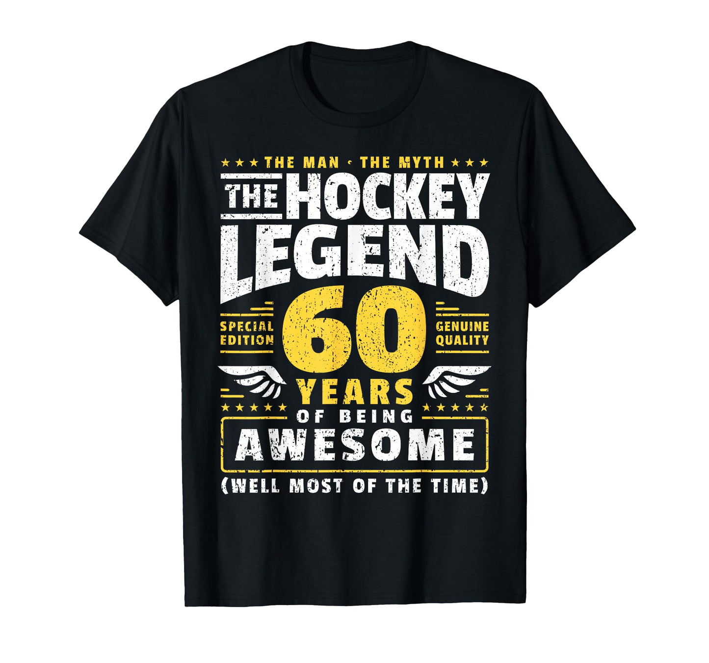 60Th Birthday Ice Hockey Player 60 T-Shirt - Minimalist Print Men Women - T-Shirt, Sweatshirt, Hoodie